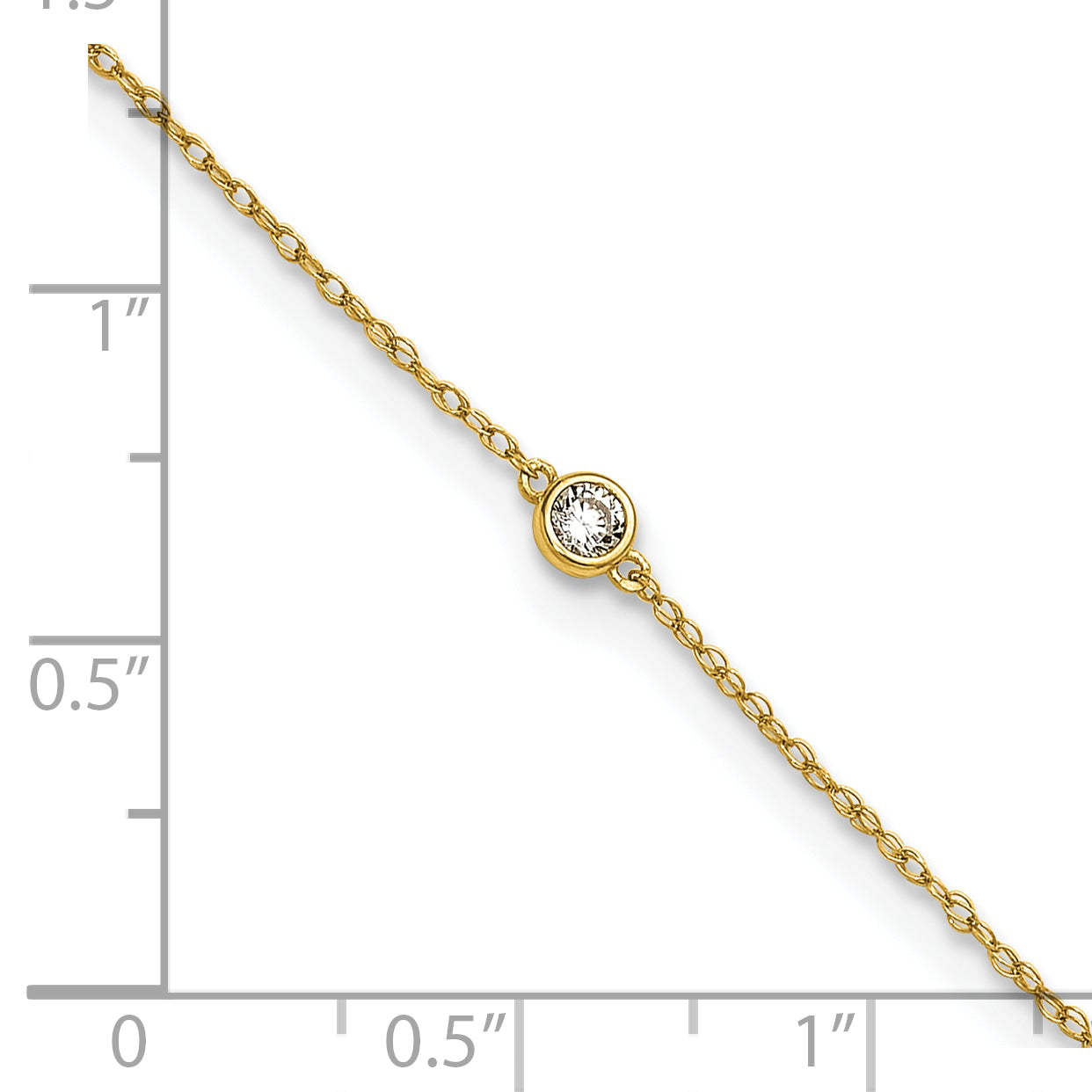 10K Yellow Gold Polished Bezel-Set Cz 10 Inch Anklet