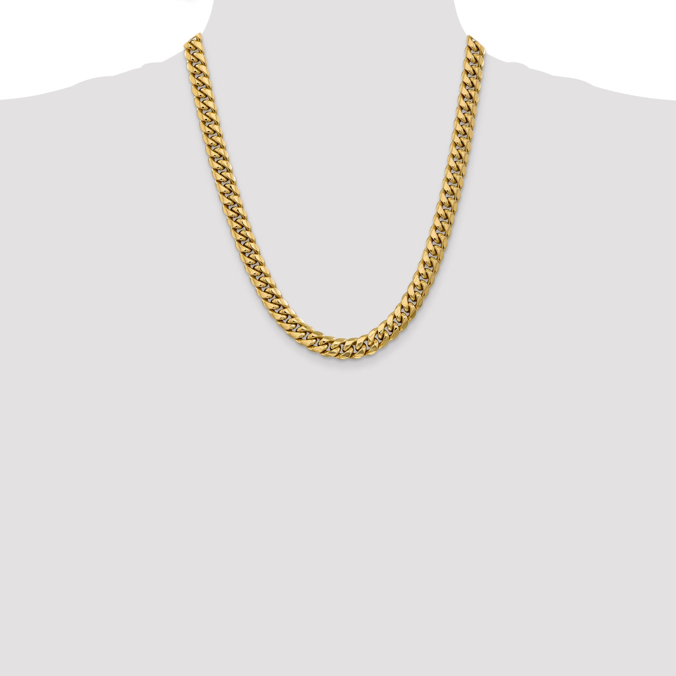22 Inch 10k Yellow Gold 9.3mm Semi-Solid Miami Cuban Chain Necklace