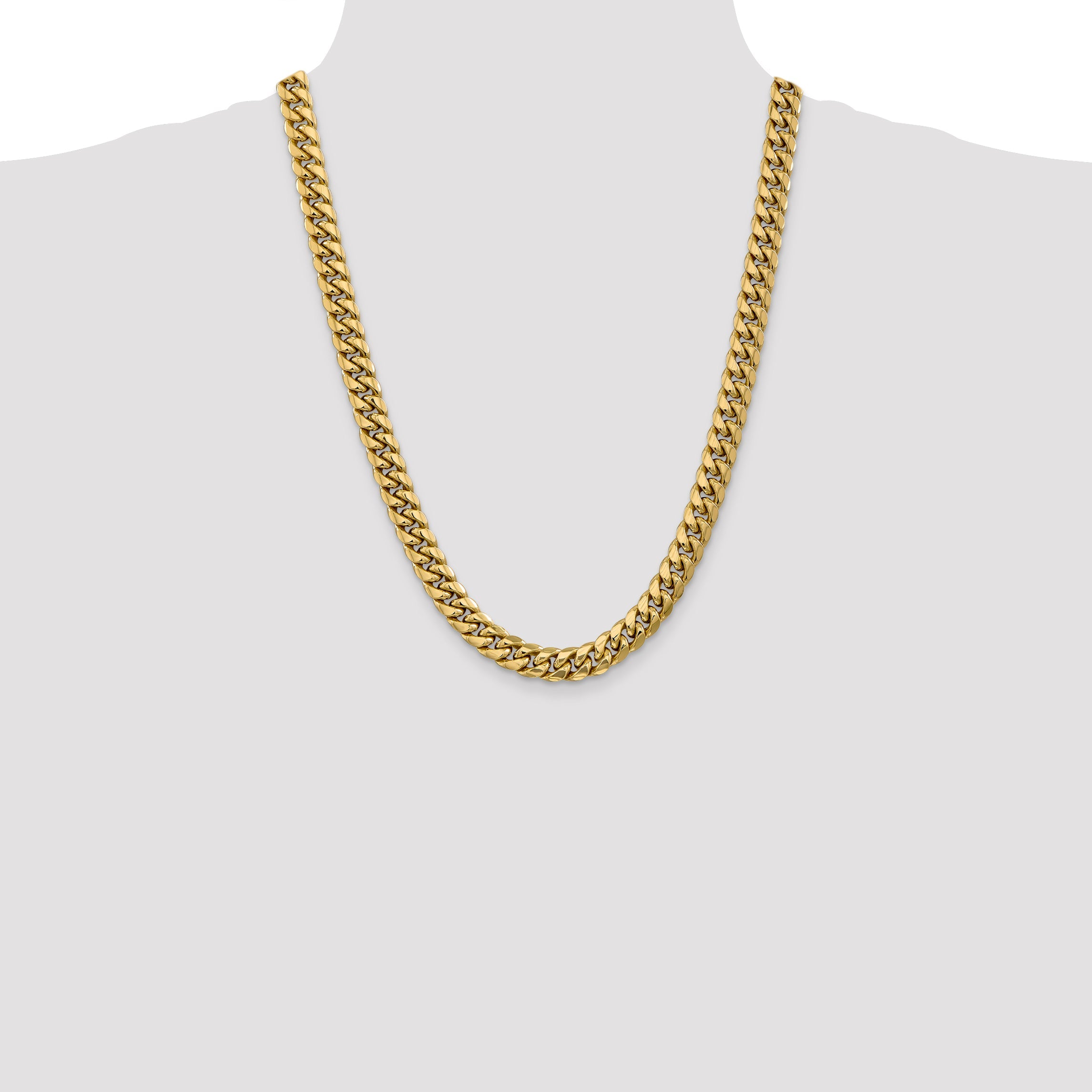 24 Inch 10k Yellow Gold 9.3mm Semi-Solid Miami Cuban Chain Necklace