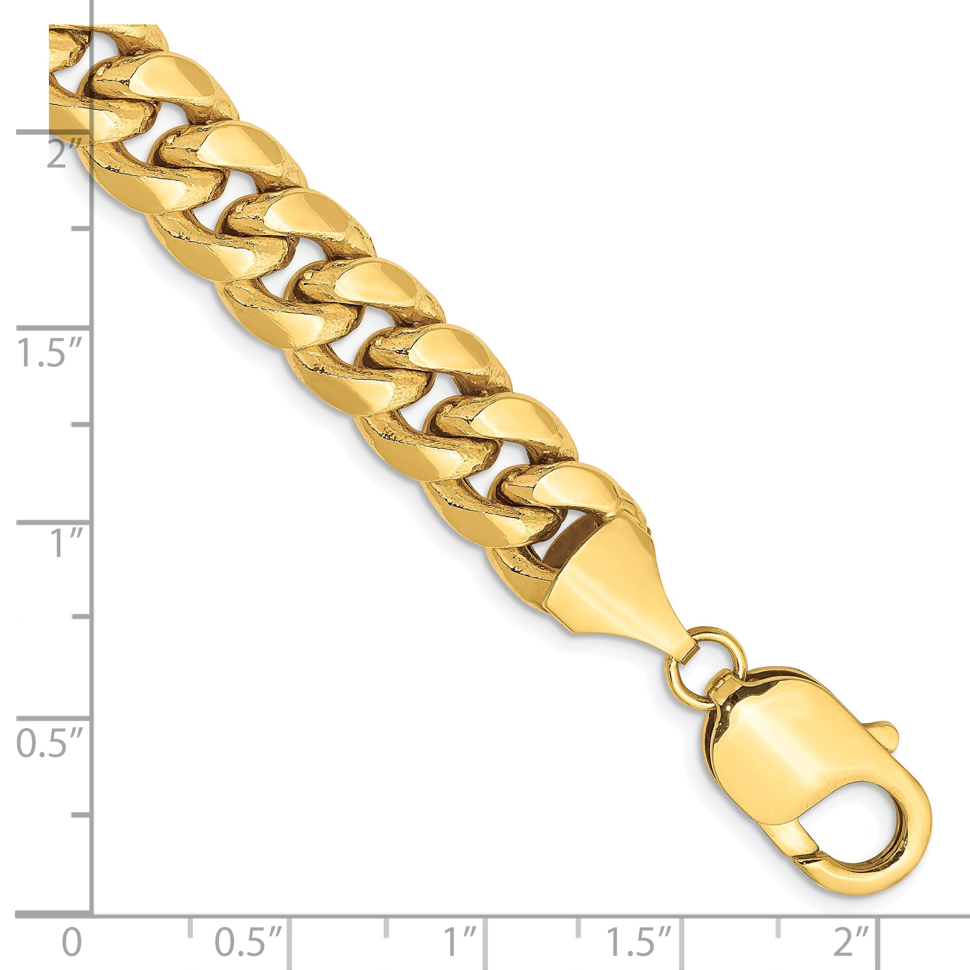 8 Inch 10K Yellow Gold 9.3mm Semi-Solid Miami Cuban Chain Bracelet