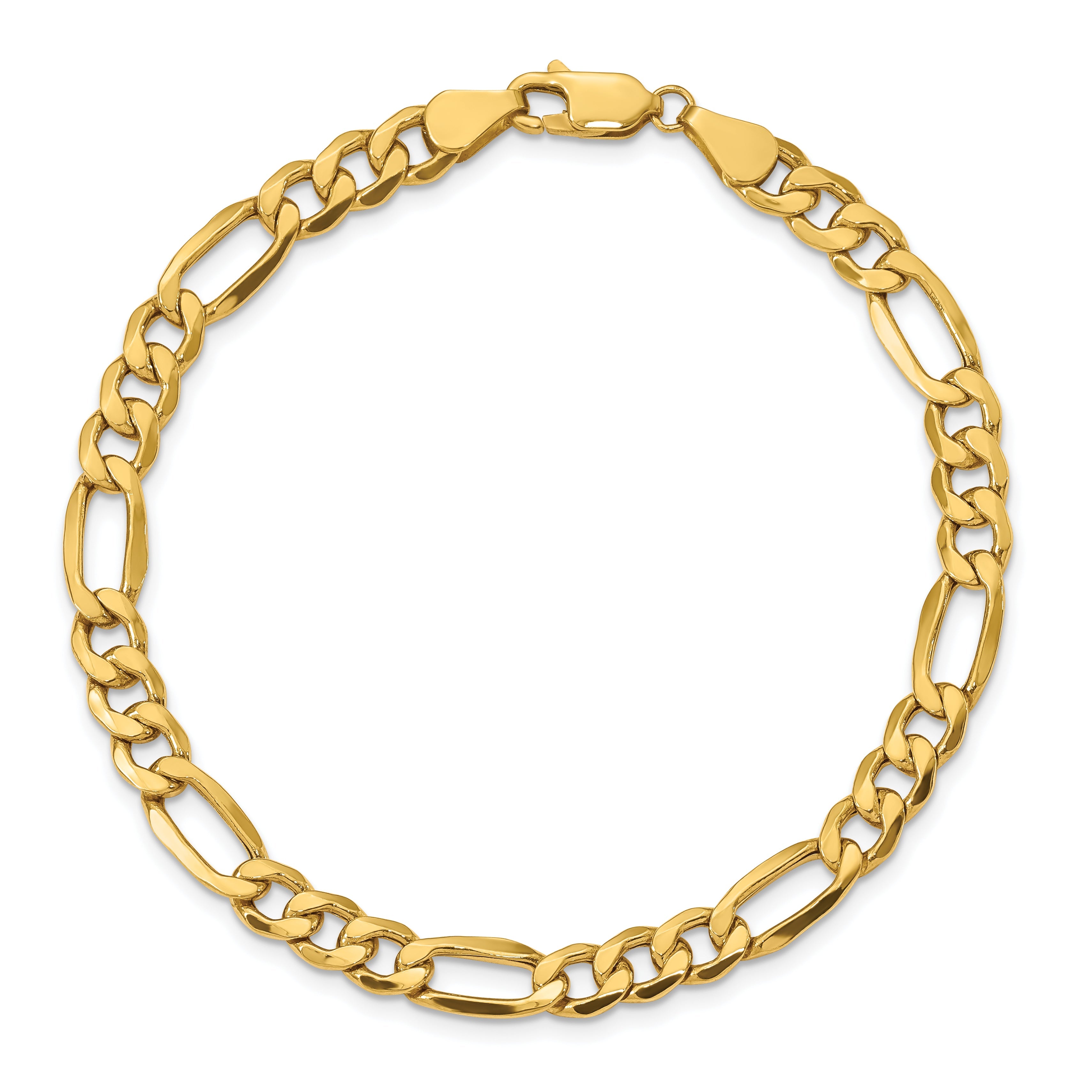 8 Inch 10k Yellow Gold 6.25mm Semi-Solid Figaro Chain Bracelet