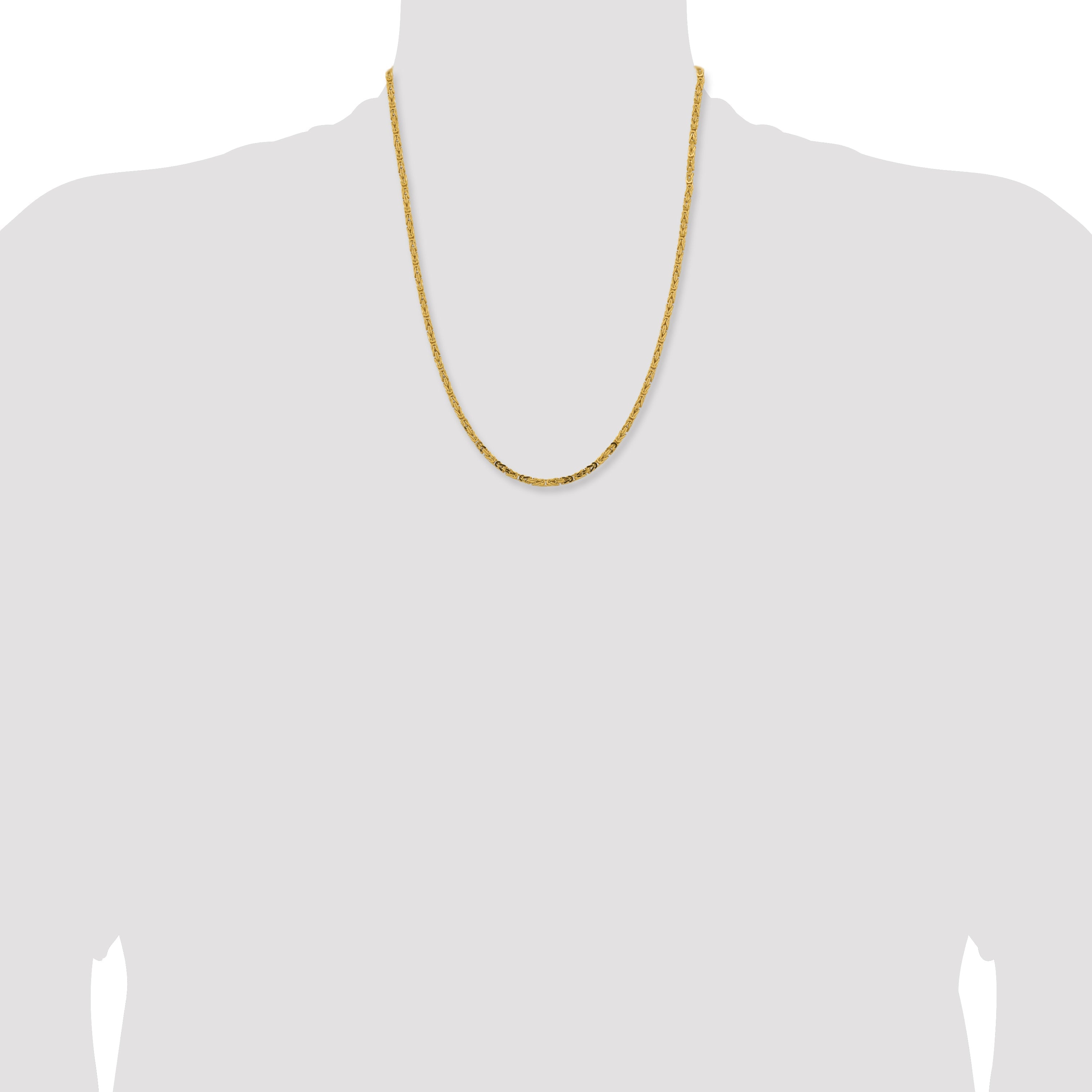 22 Inch 10K Yellow Gold 10K 2.5mm Byzantine Chain Necklace