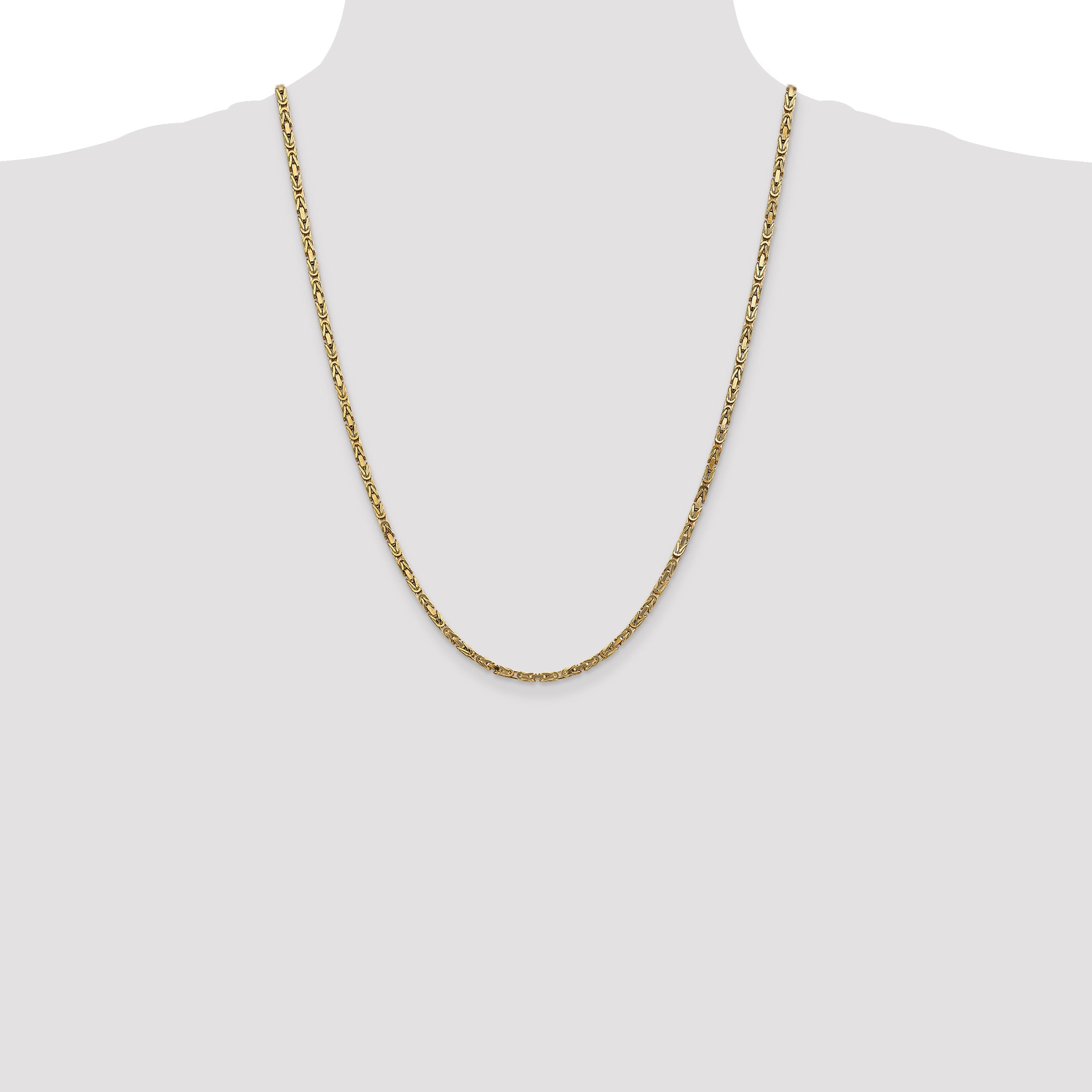 24 Inch 10K Yellow Gold 10K 2.5mm Byzantine Chain Necklace
