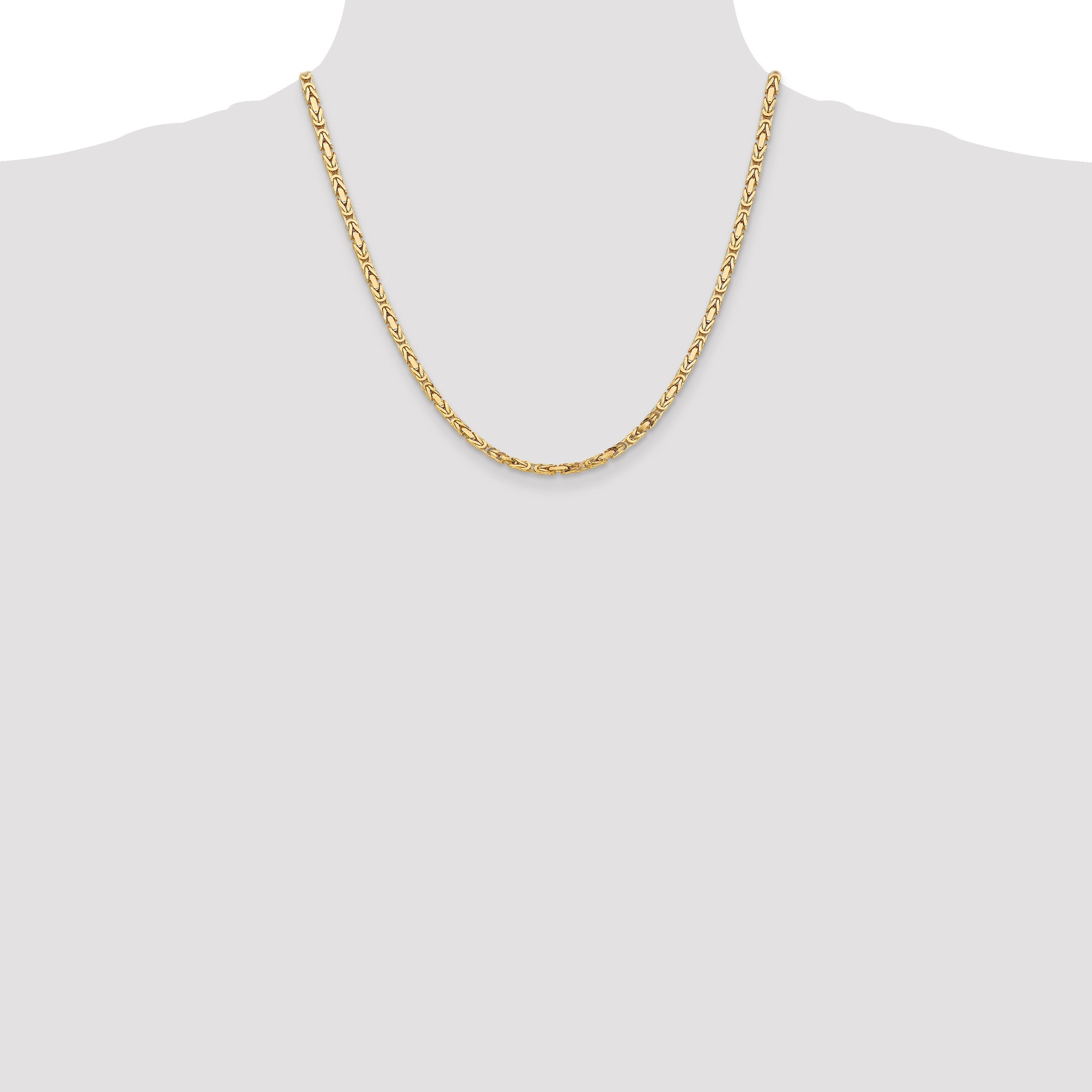 2 Inch 10K Yellow Gold 10K 3.25mm Byzantine Chain Necklace