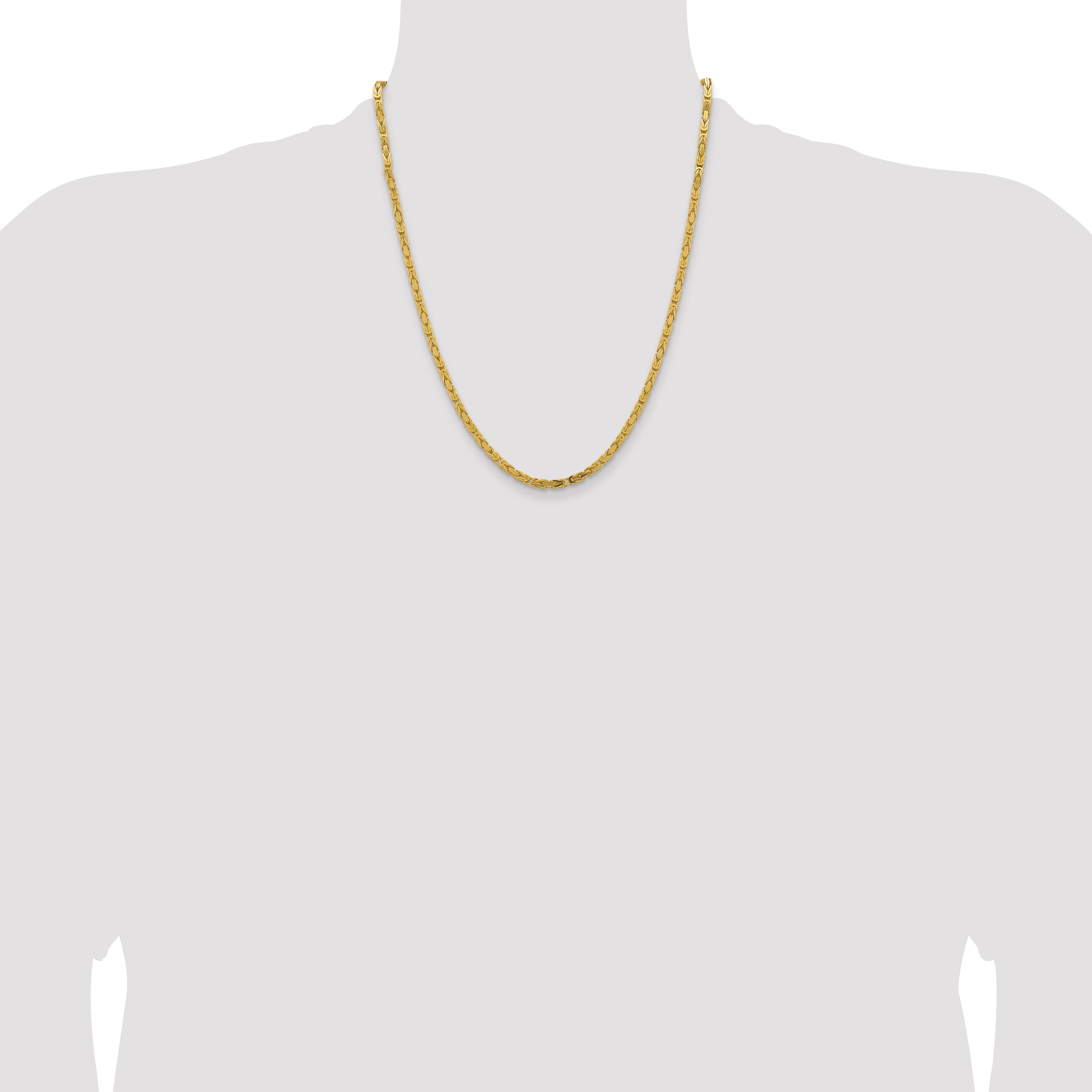 22 Inch 10K Yellow Gold 10K 3.25mm Byzantine Chain Necklace