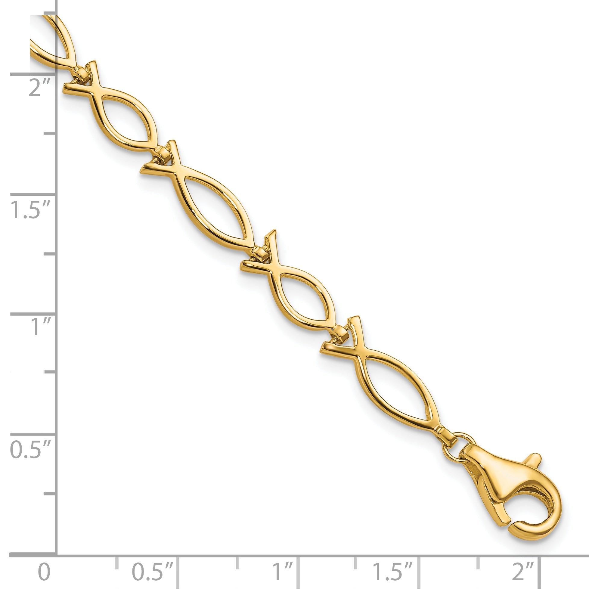 10k Yellow Gold Solid Polished Religious Ichthus Fish Bracelet
