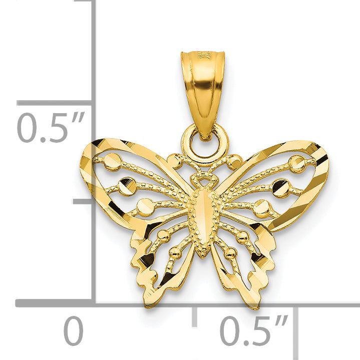 10k Yellow Gold Diamond-Cut Butterfly Charm