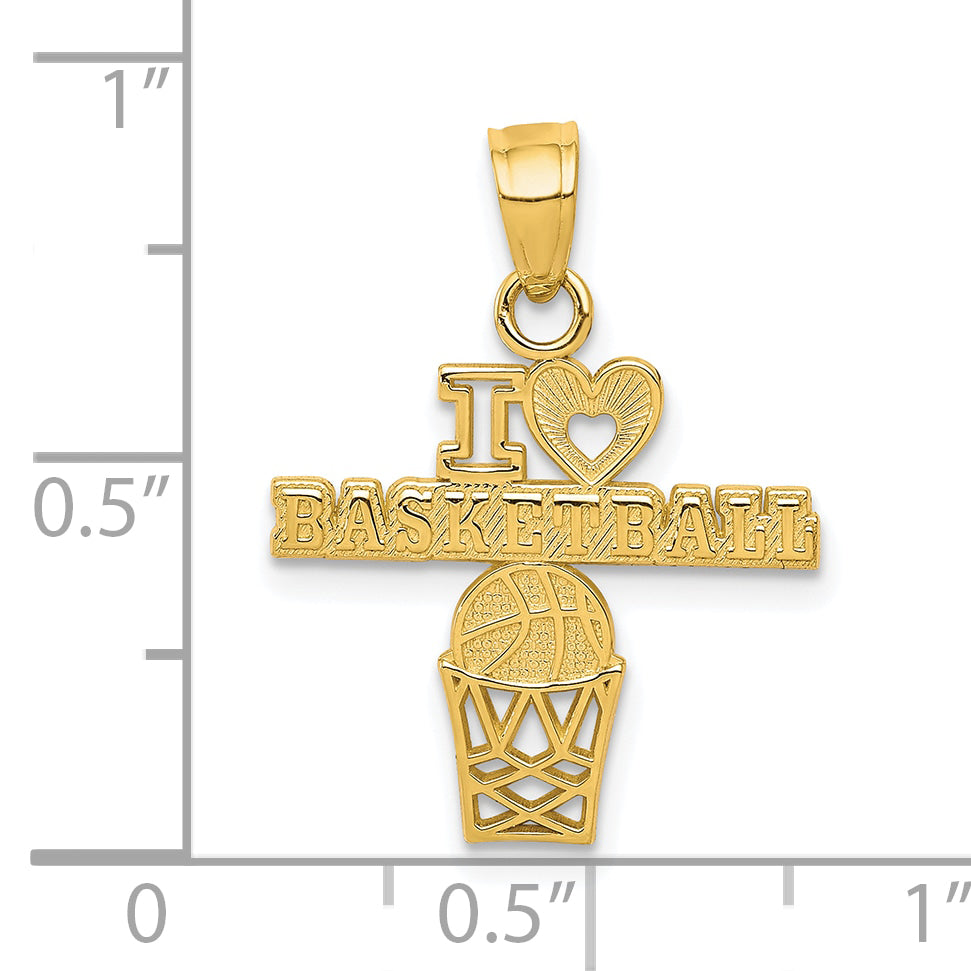 10k Yellow Gold I LOVE BASKETBALL Charm