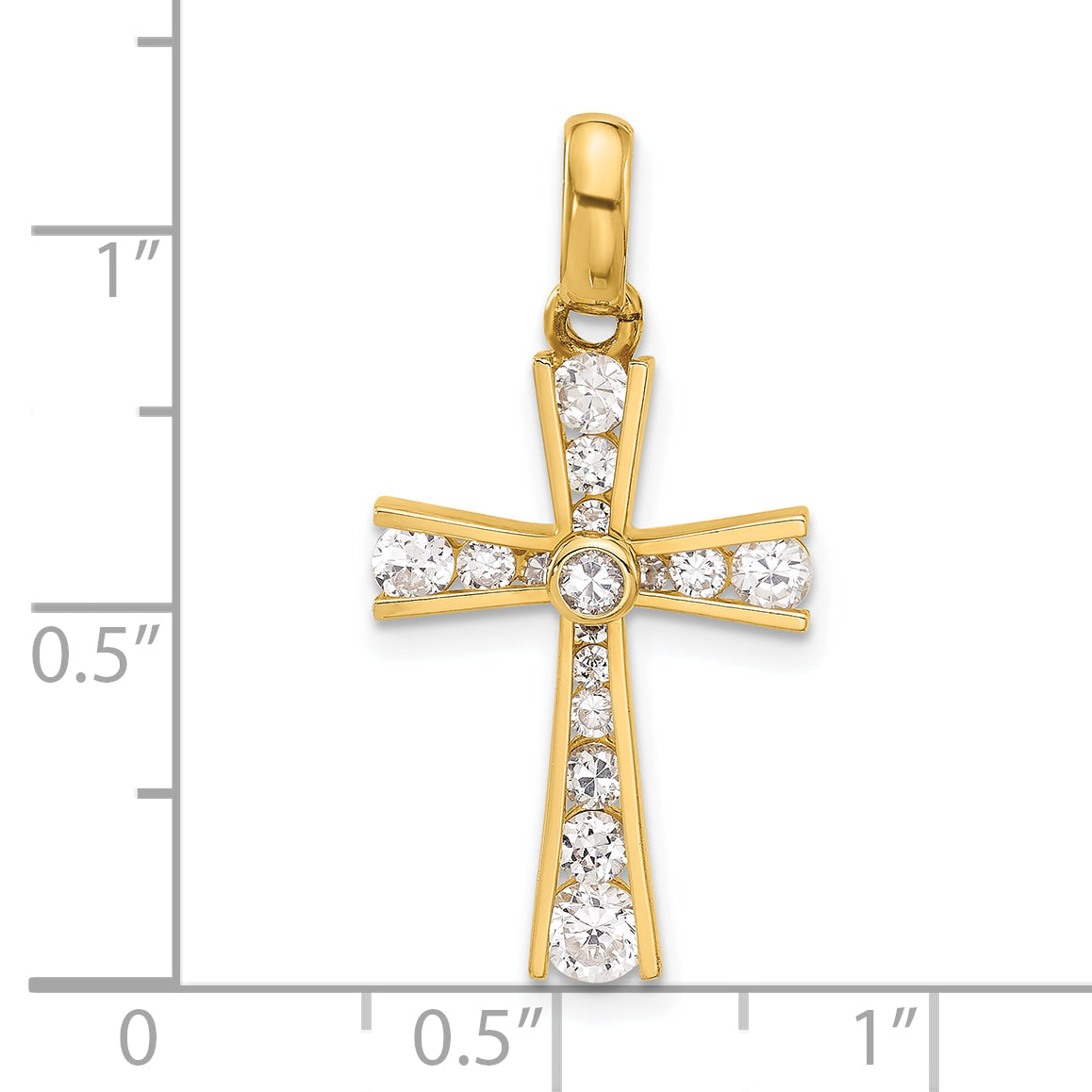 10K Yellow Gold 10K Polished Cz Latin Cross Pendant