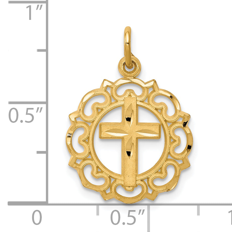 10k Yellow Gold Cross In Frame Charm