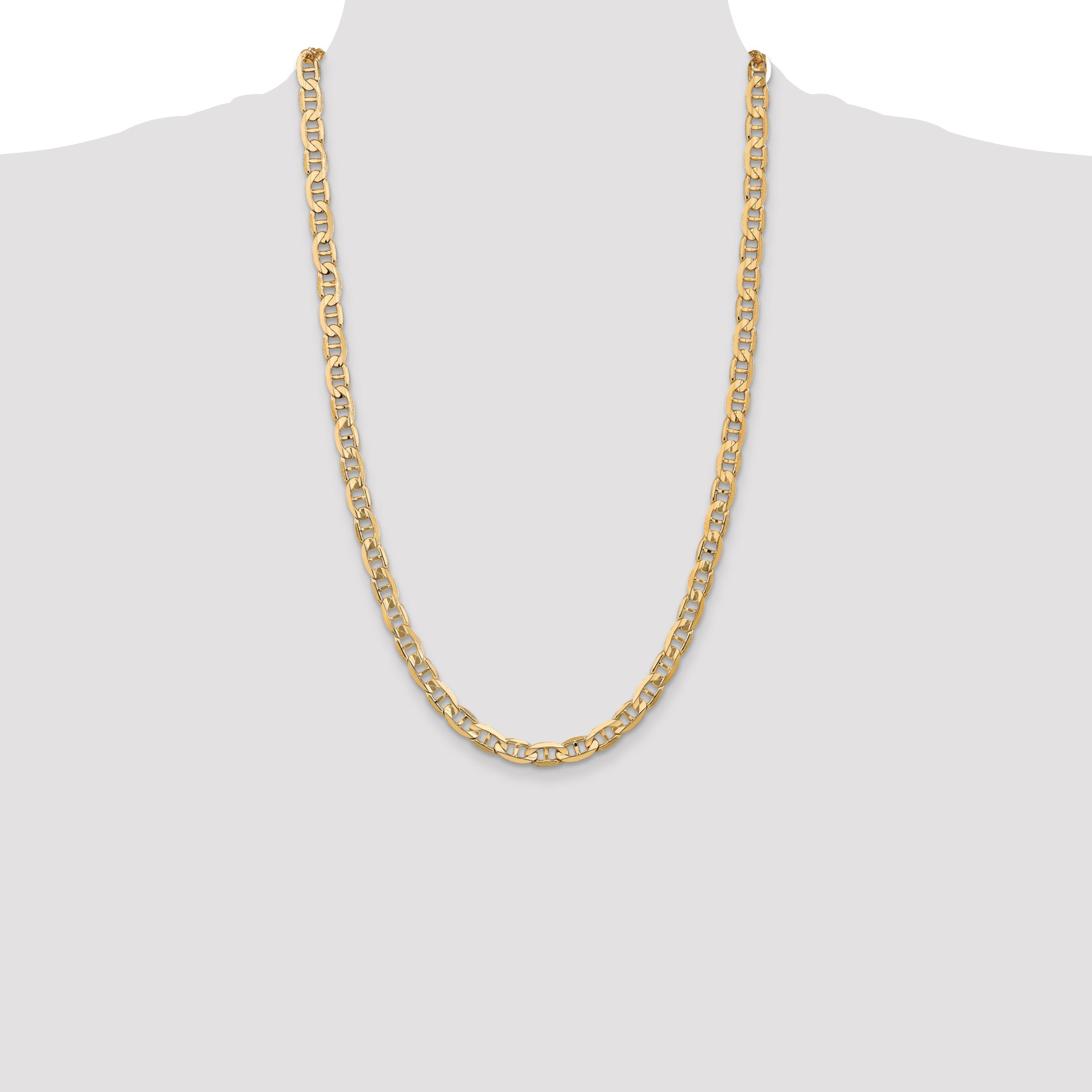 26 Inch 10K Yellow Gold 10K 6.25mm Concave Anchor Chain Necklace