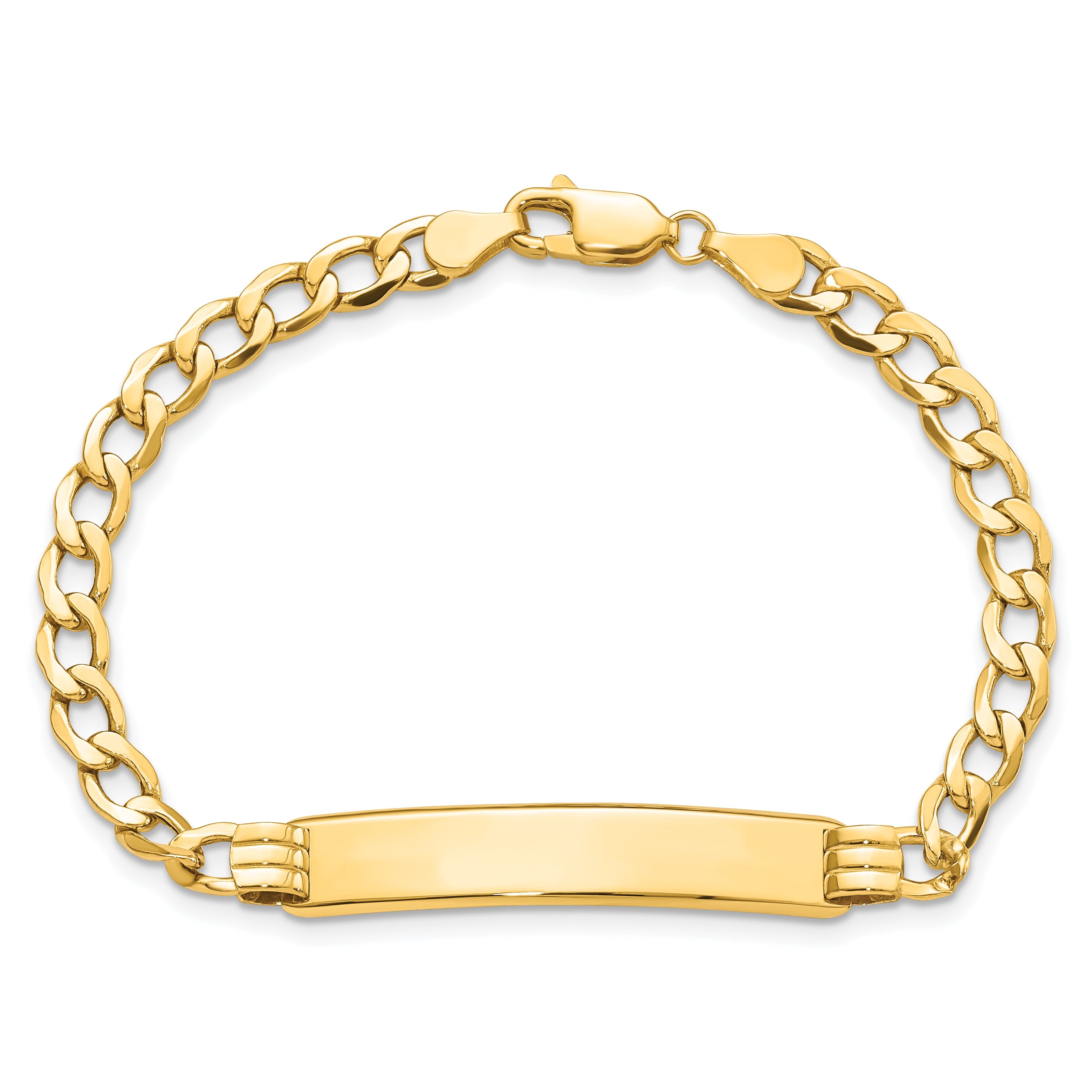 10K Yellow Gold Semi-Solid Curb Link Id Bracelet