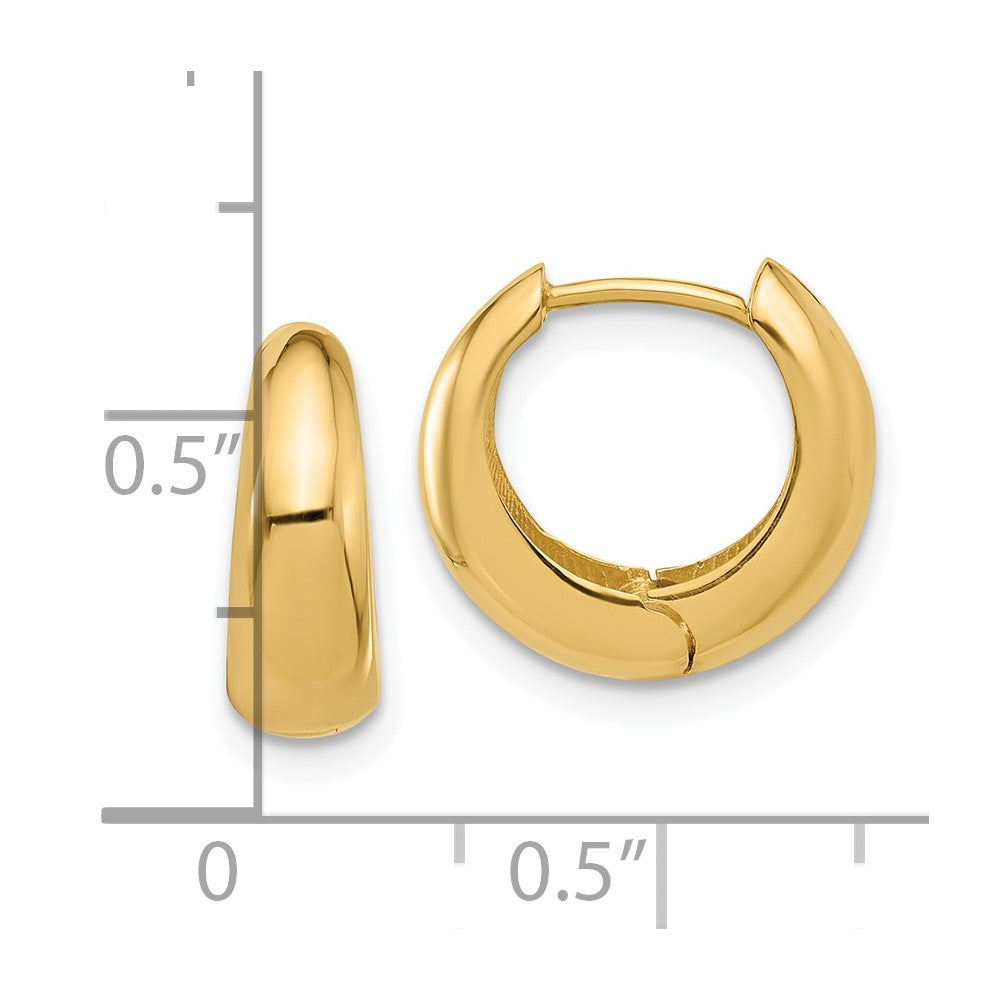 10K Yellow Gold 10K Polished Hinged Huggie Hoop Earrings