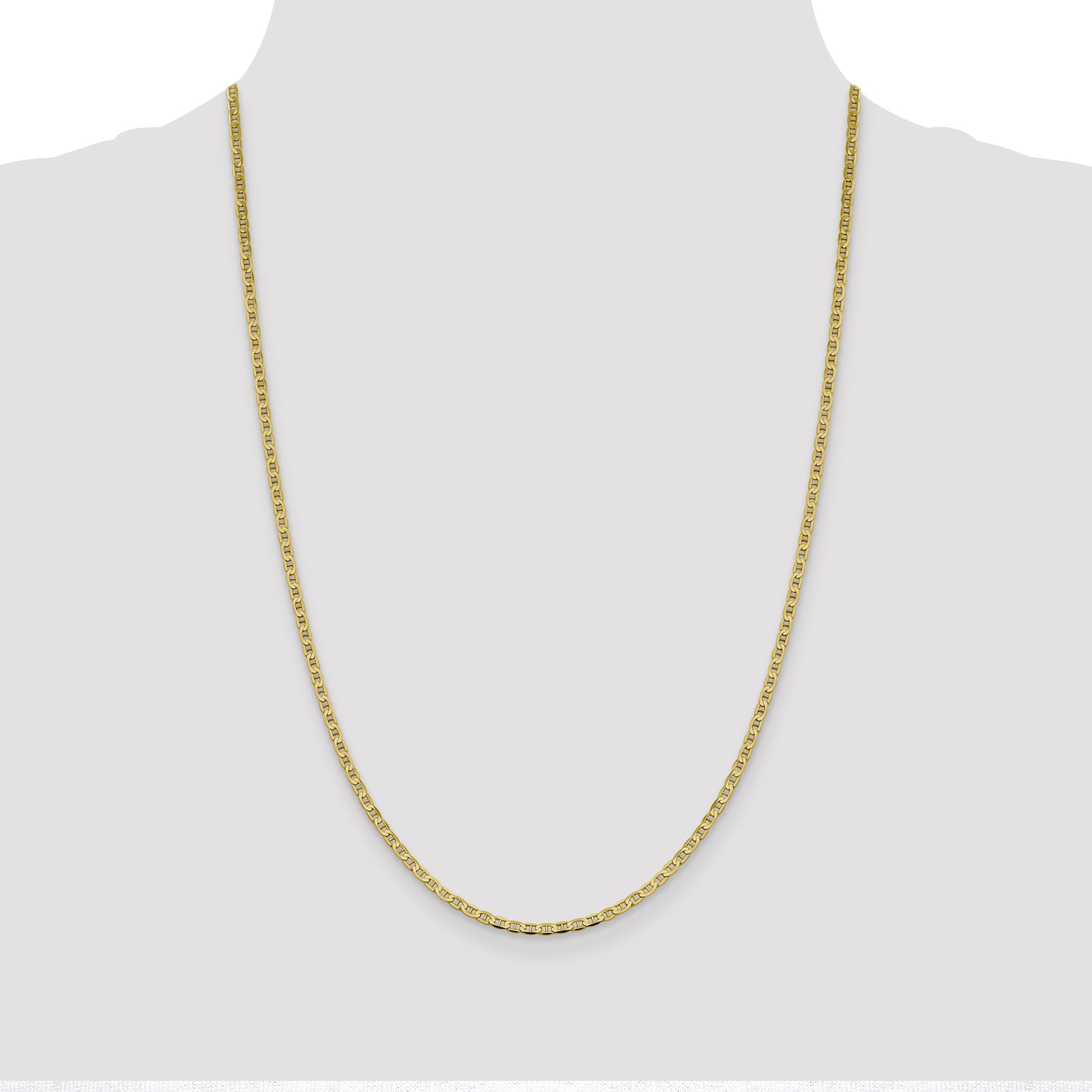 24 Inch 10K 2.4mm Flat Anchor Chain Necklace