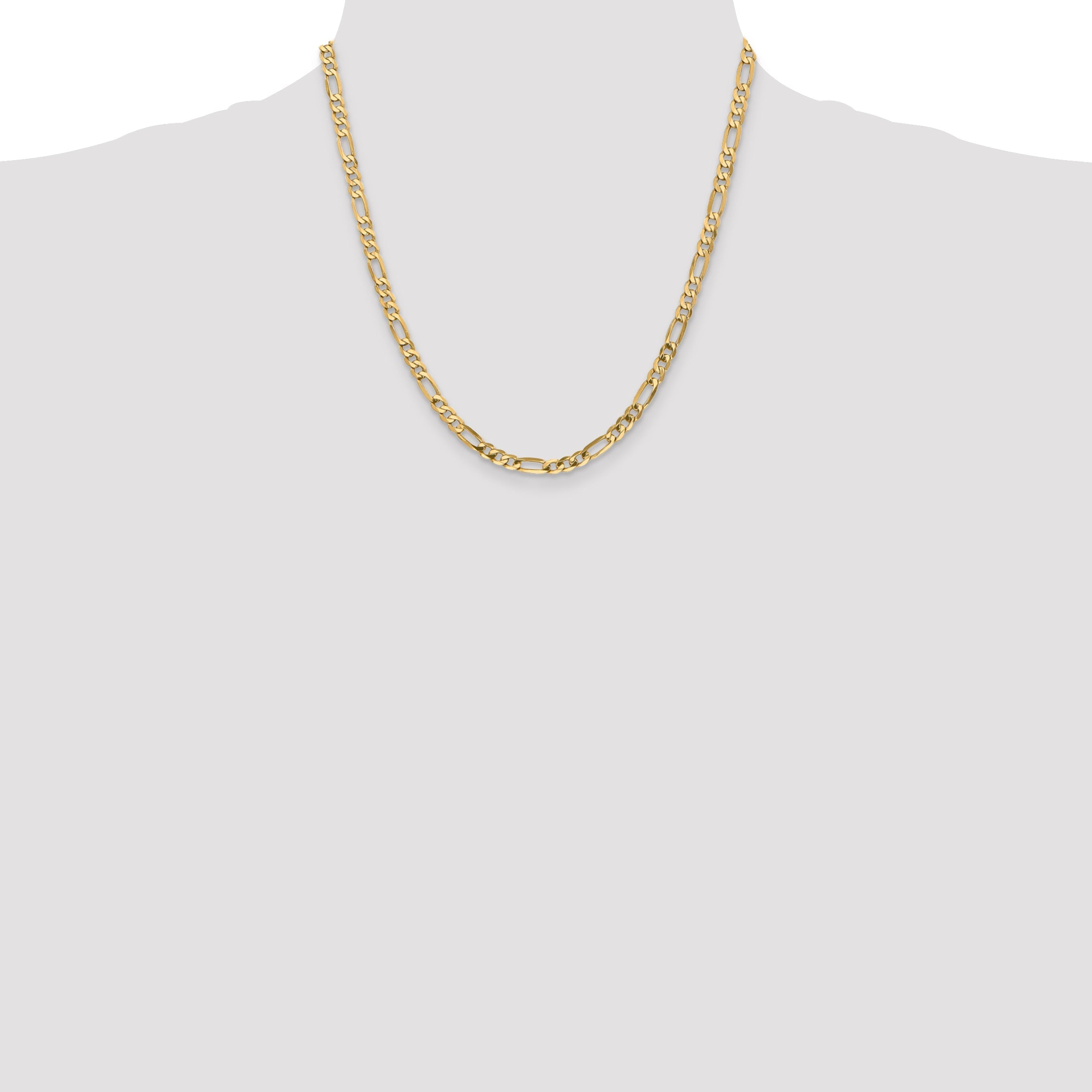2 Inch 10K Yellow Gold 10K 4.75mm Flat Figaro Chain Necklace