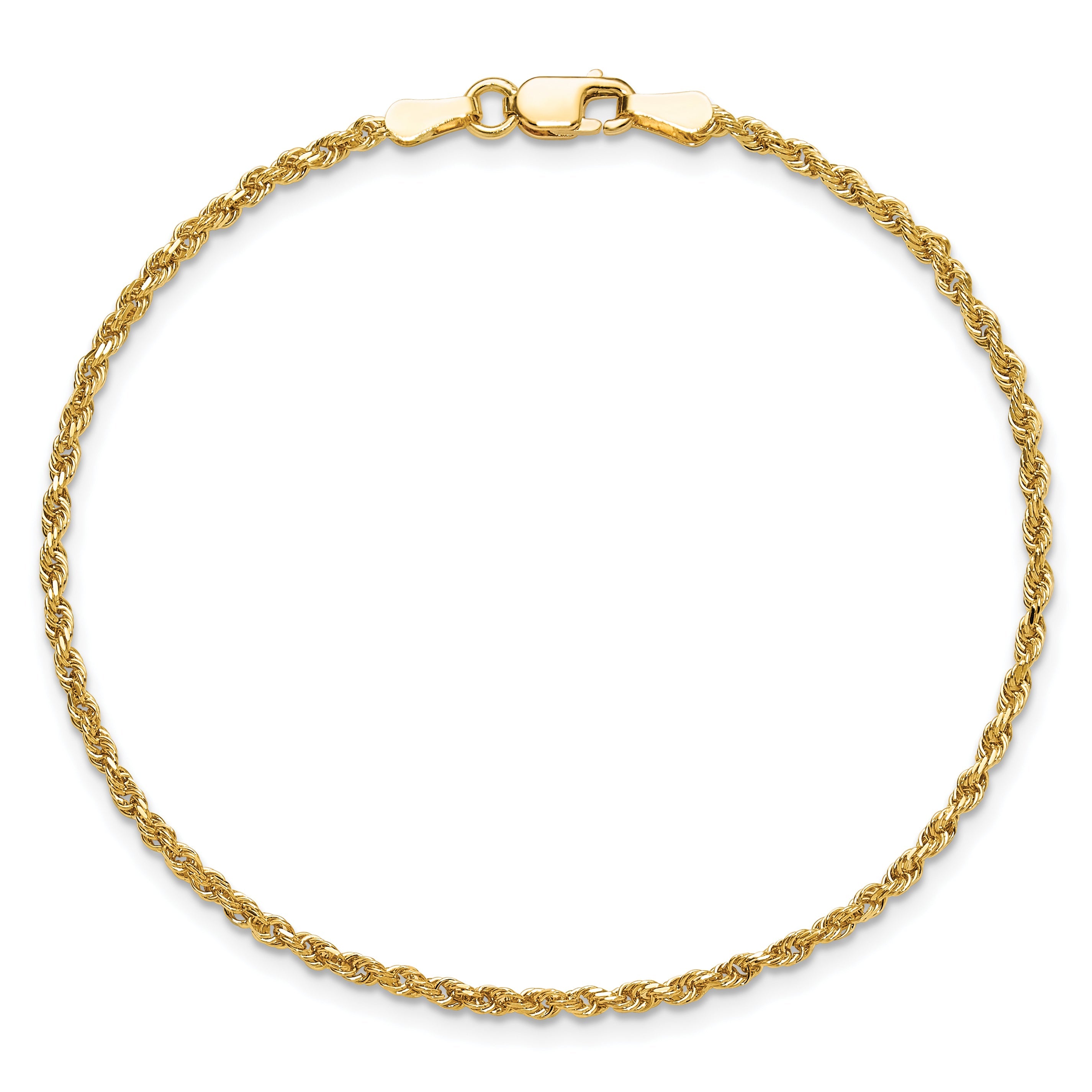 10K Yellow Gold 1.75mm Diamond-Cut Rope Chain Anklet