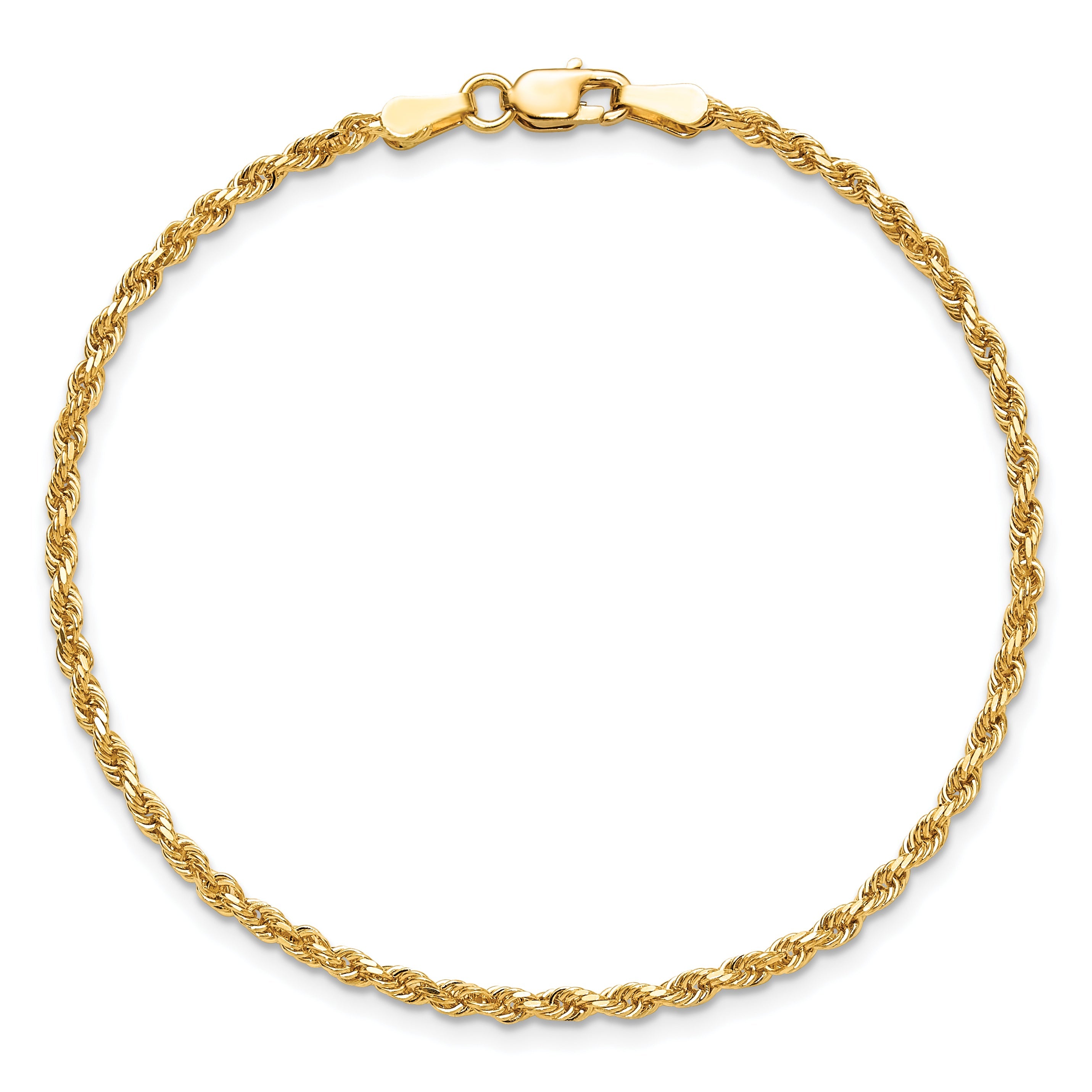 10K Yellow Gold 2mm Diamond-Cut Rope Chain Anklet