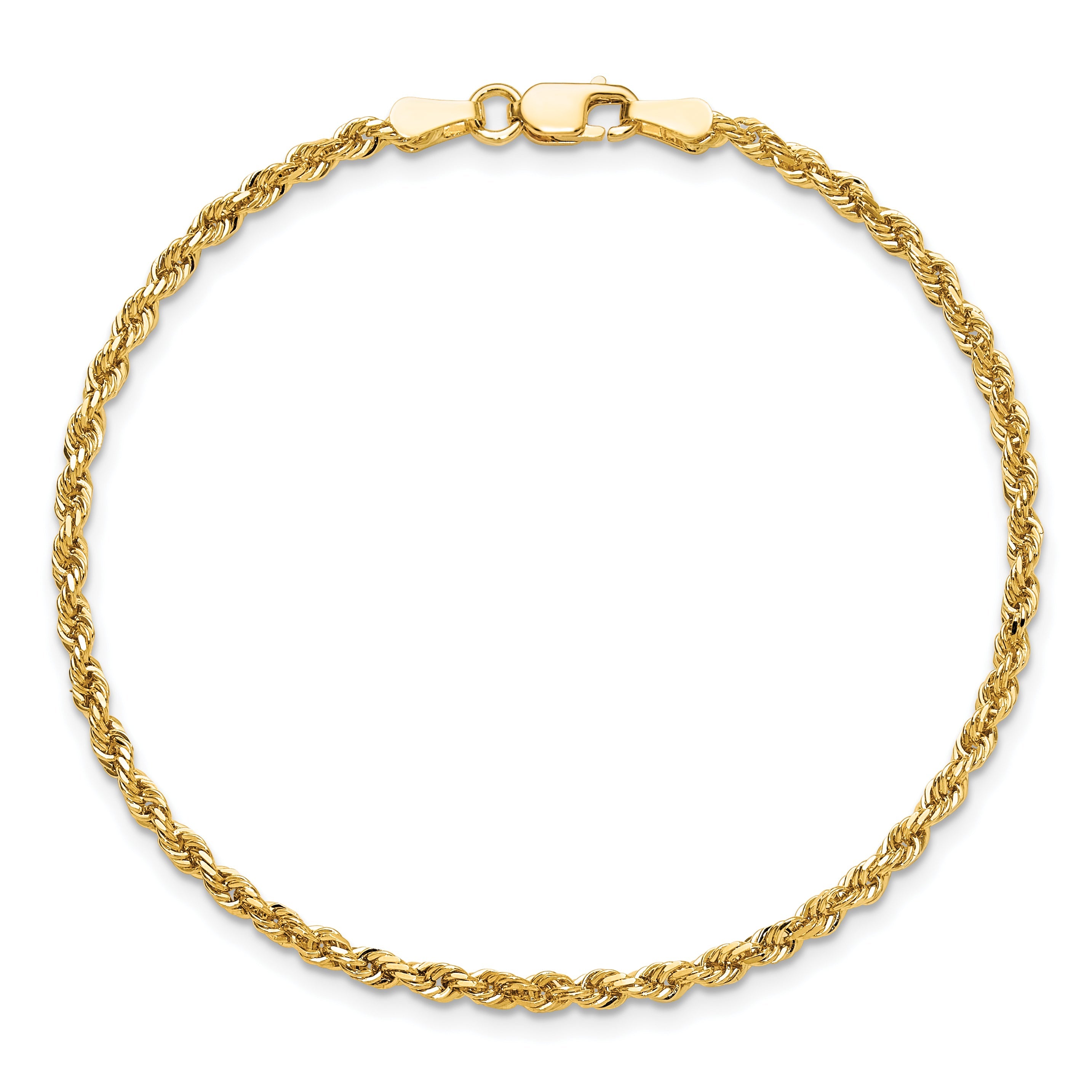 10K Yellow Gold 2.25mm Diamond-Cut Rope Chain Anklet