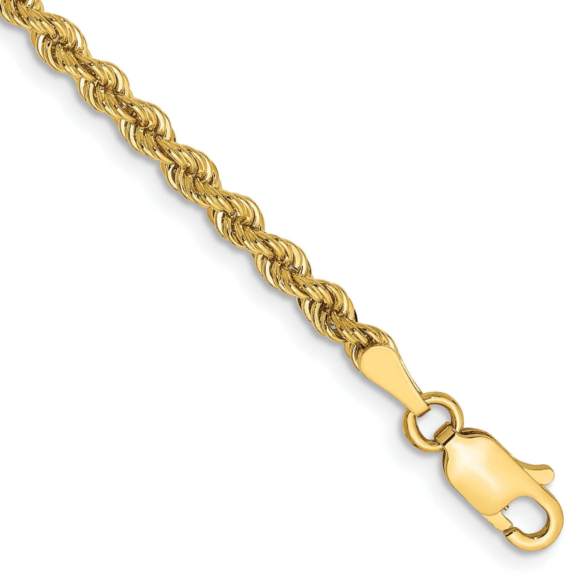 9 Inch 10K Yellow Gold 2.75mm Regular Rope Chain Anklet