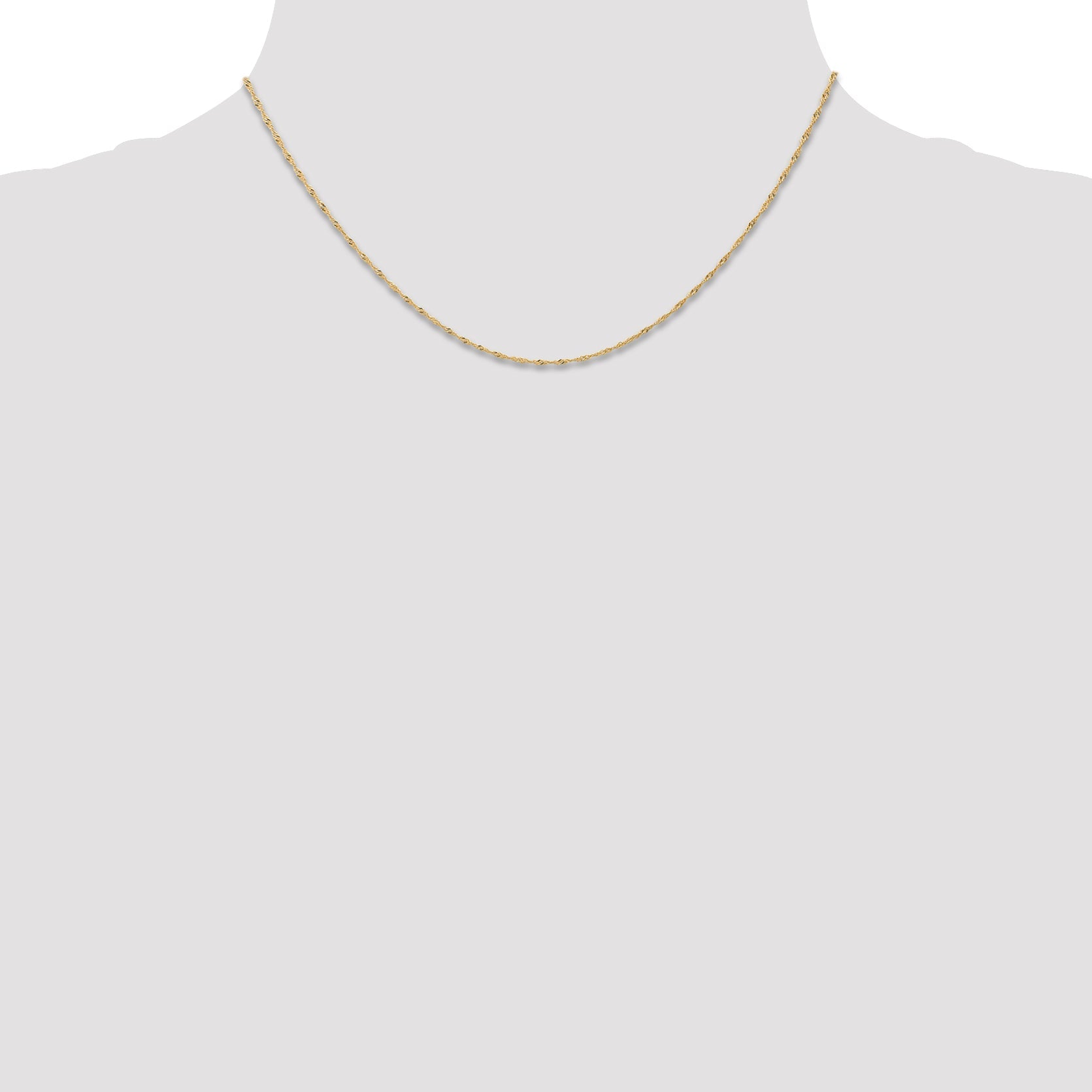 16 Inch 10K Yellow Gold 1mm Carded Singapore Chain Necklace