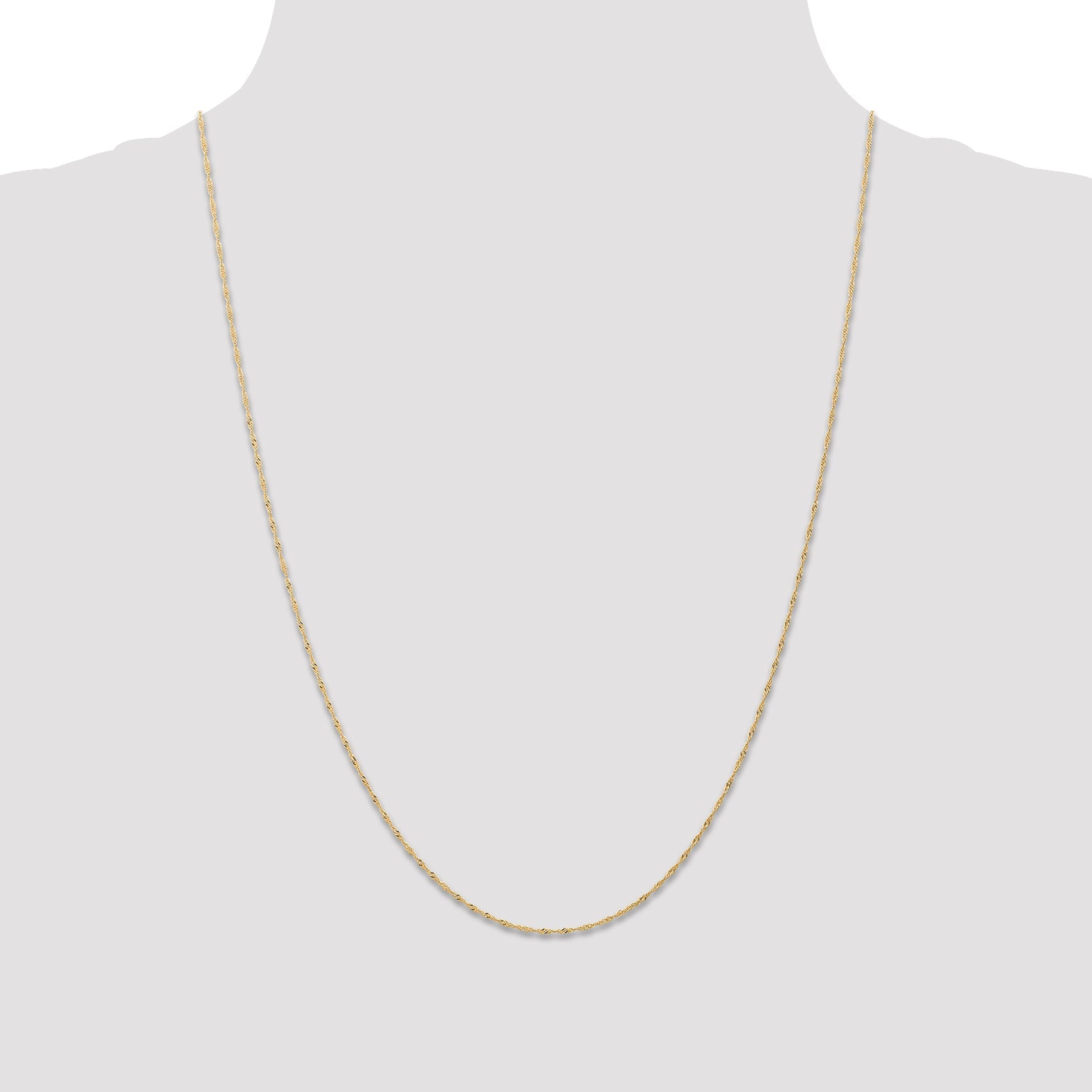 24 Inch 10K Yellow Gold 1mm Carded Singapore Chain Necklace