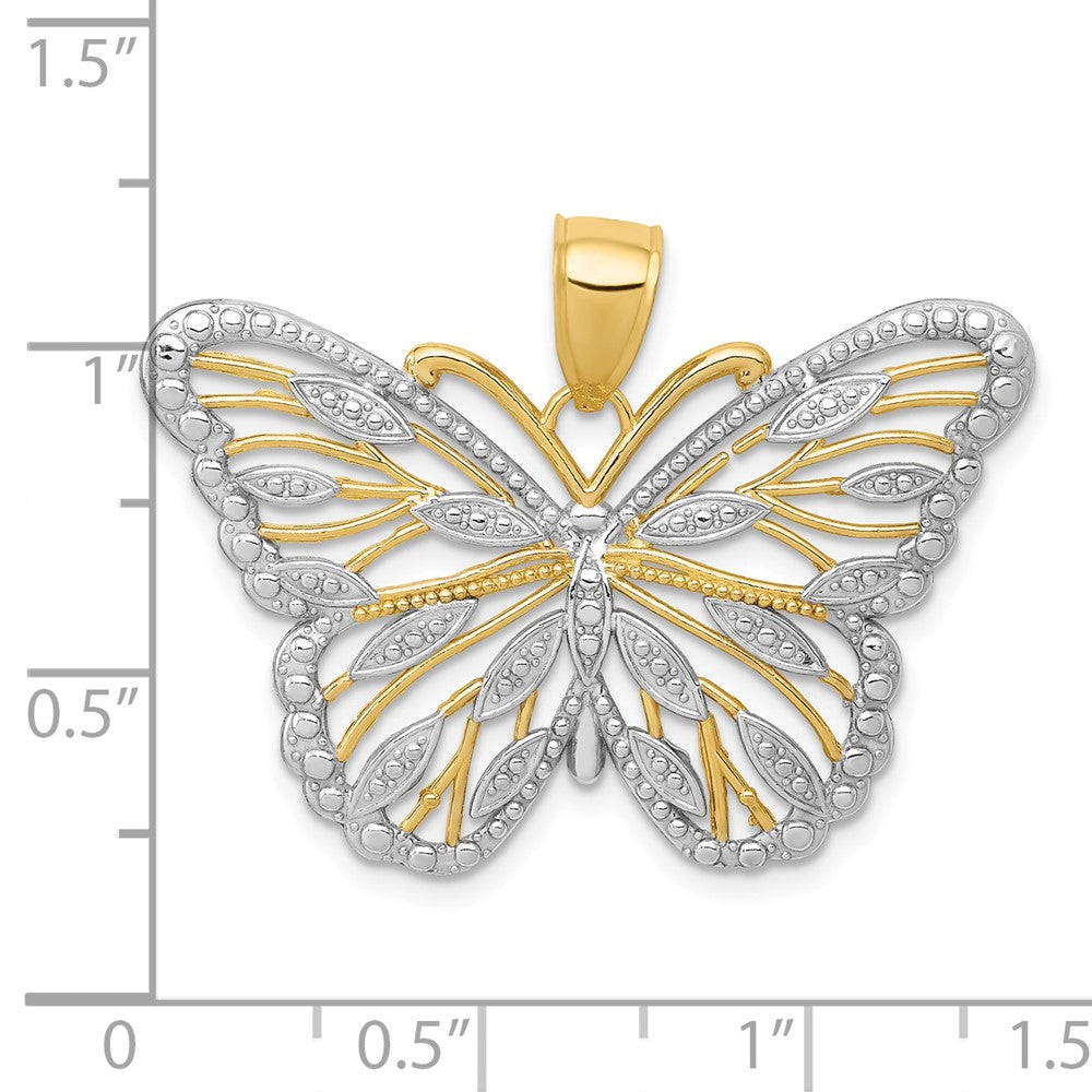 10K Yellow W/Rhodium 10K W/Rhodium Butterfly Pendant