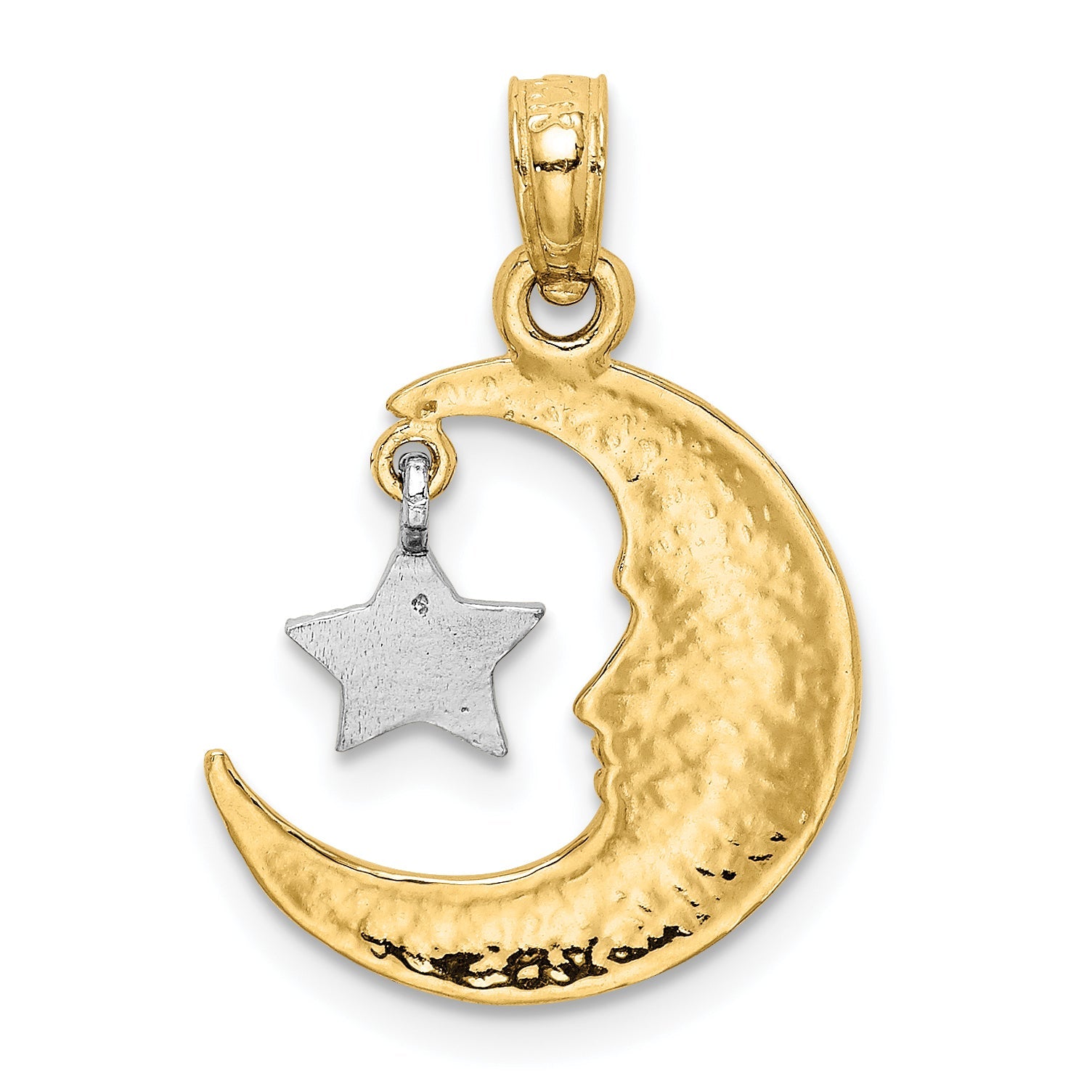 10K Two-Tone 10K Two-Tone Open-Backed Half Moon And Star Pendant