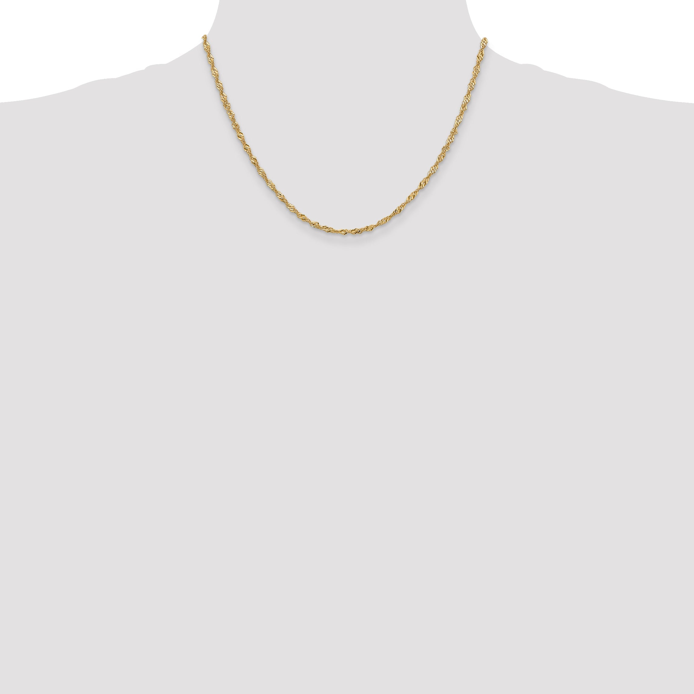 16 Inch 10K Yellow Gold 2mm Singapore Chain Necklace
