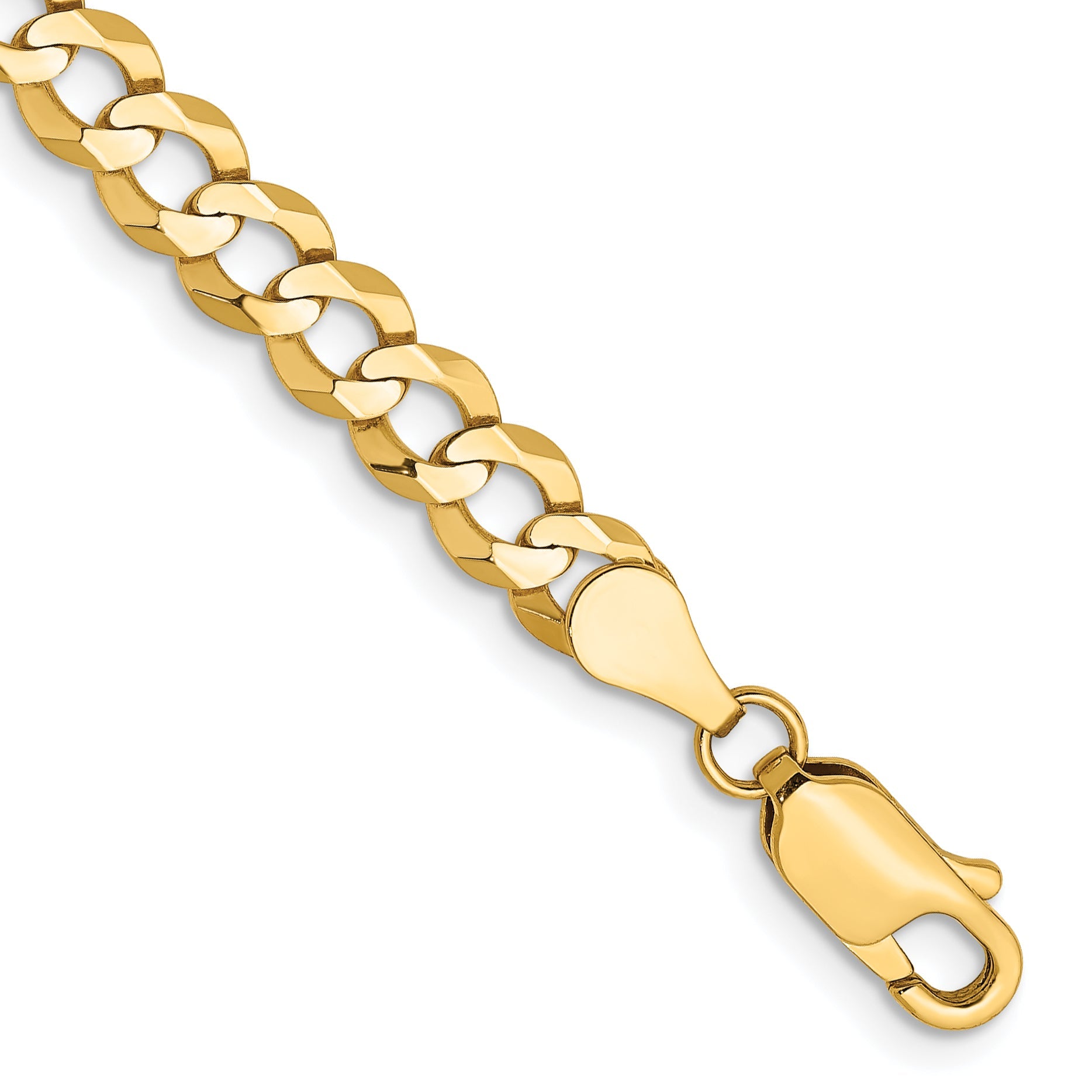 8 Inch 10K Yellow Gold 10K 4.7mm Lightweight Flat Cuban Chain Bracelet