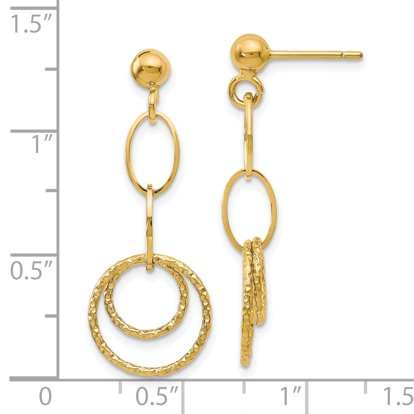 10K Yellow Gold Post Dangle Earrings