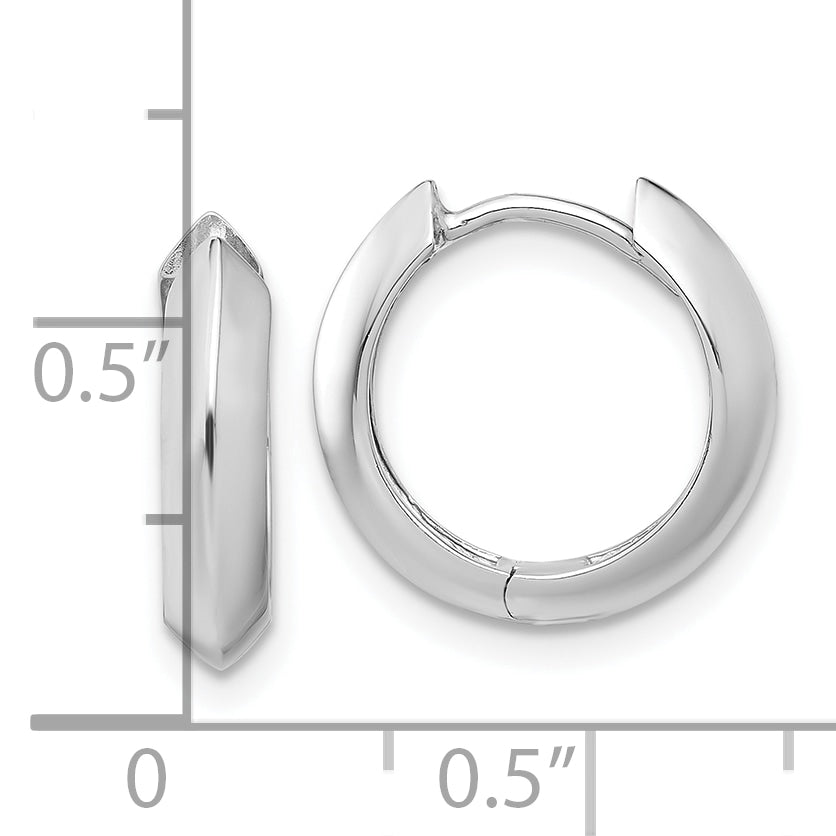 10K White Gold Polished Hinged Huggie Earrings
