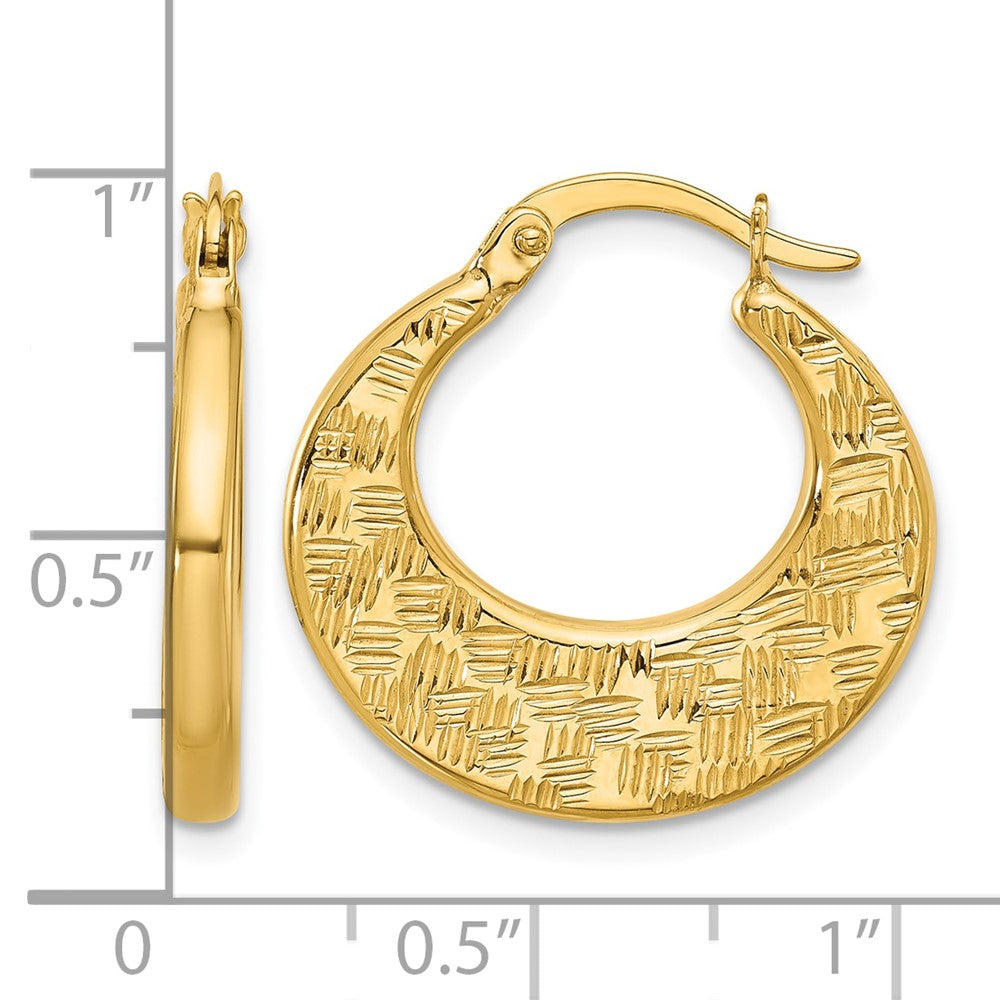 10K Yellow Gold Polished And Diamond Cut Fancy Hoop Earrings