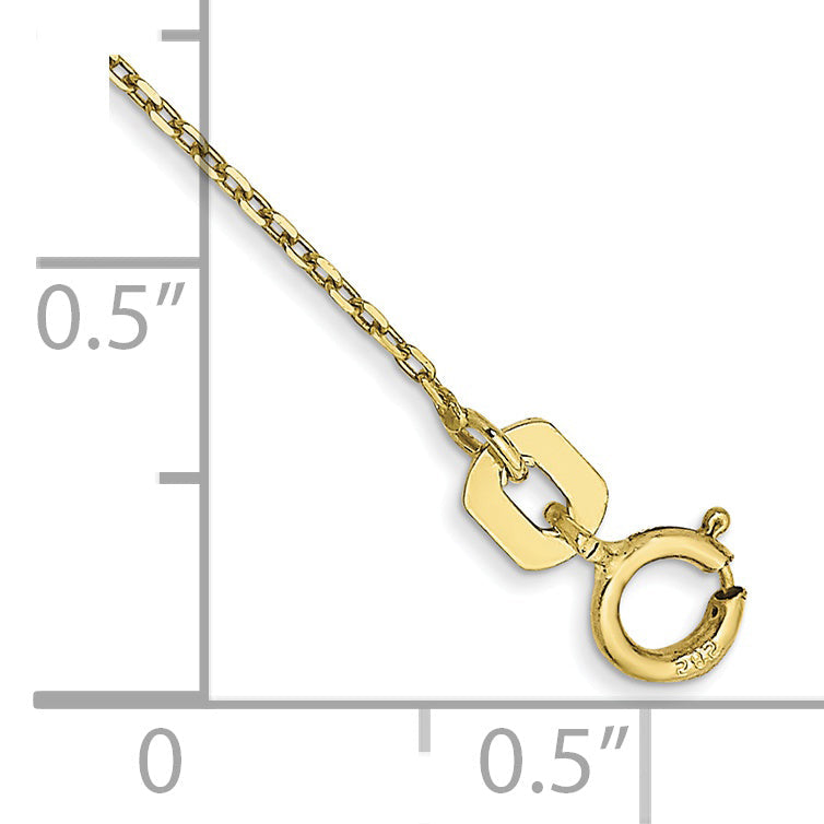 10K Yellow Gold .8mm D/C Cable With Spring Ring Clasp Chain Anklet