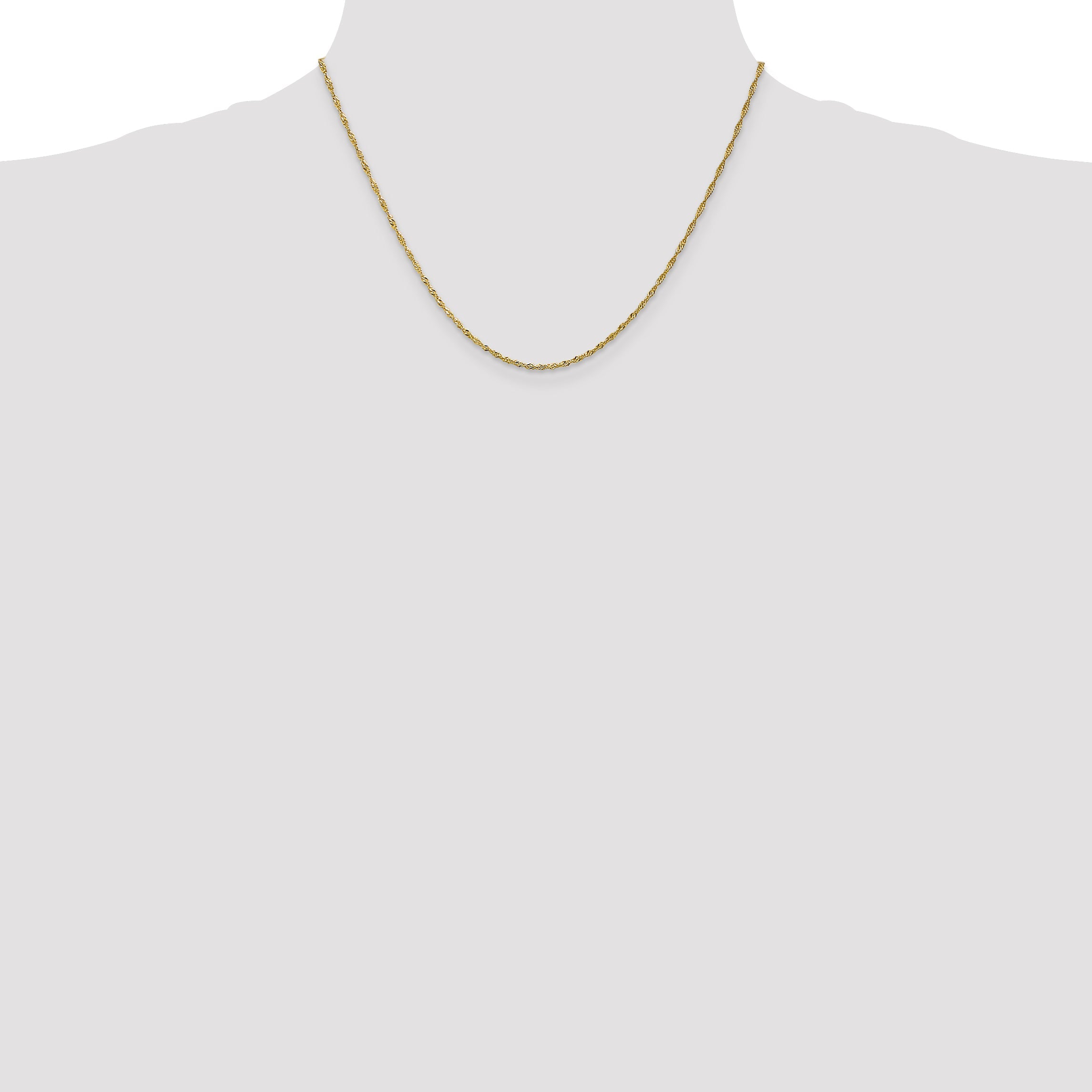 18 Inch 10K Yellow Gold 1.4mm Singapore Chain Necklace