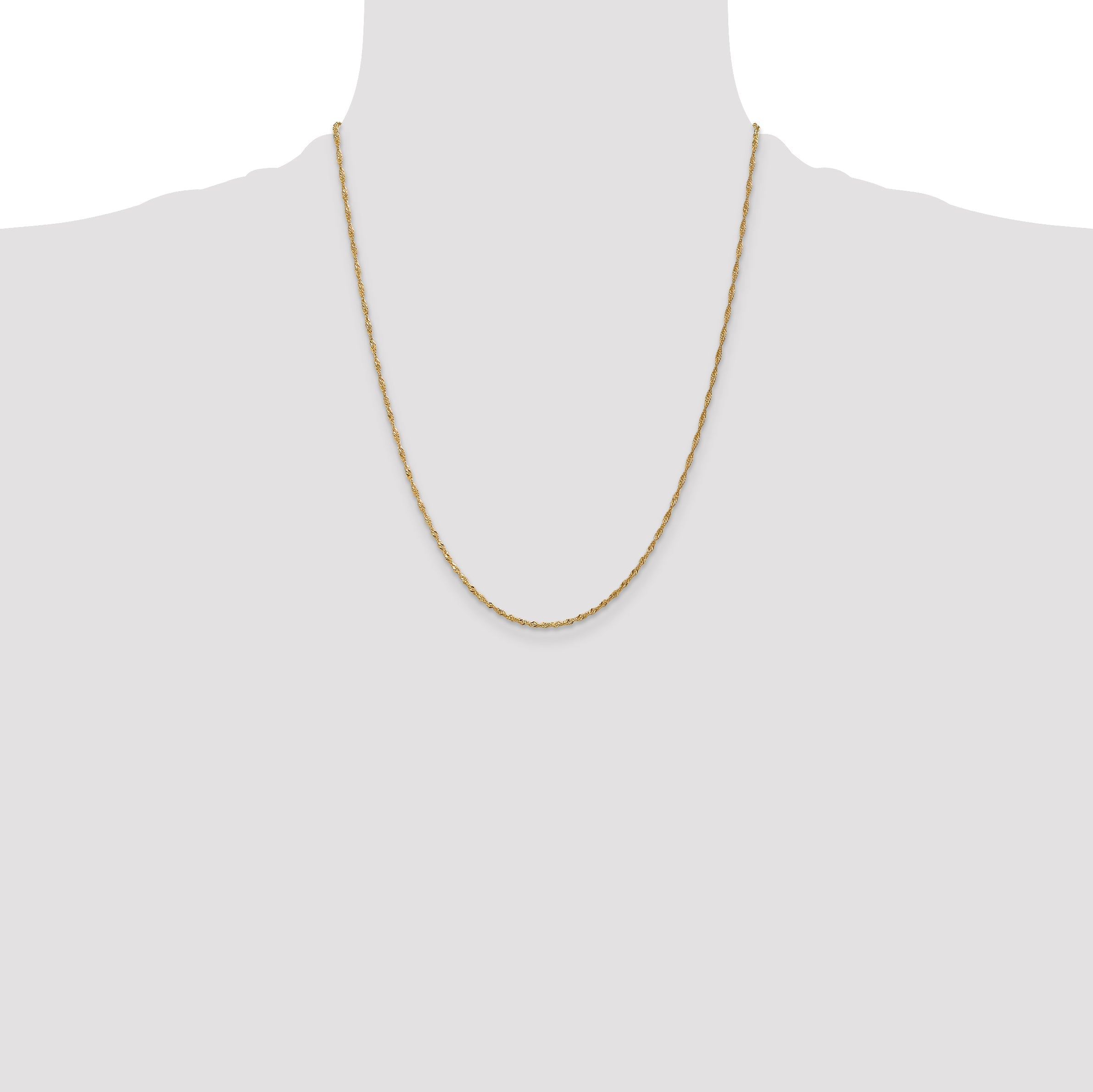 22 Inch 10K Yellow Gold 1.4mm Singapore Chain Necklace