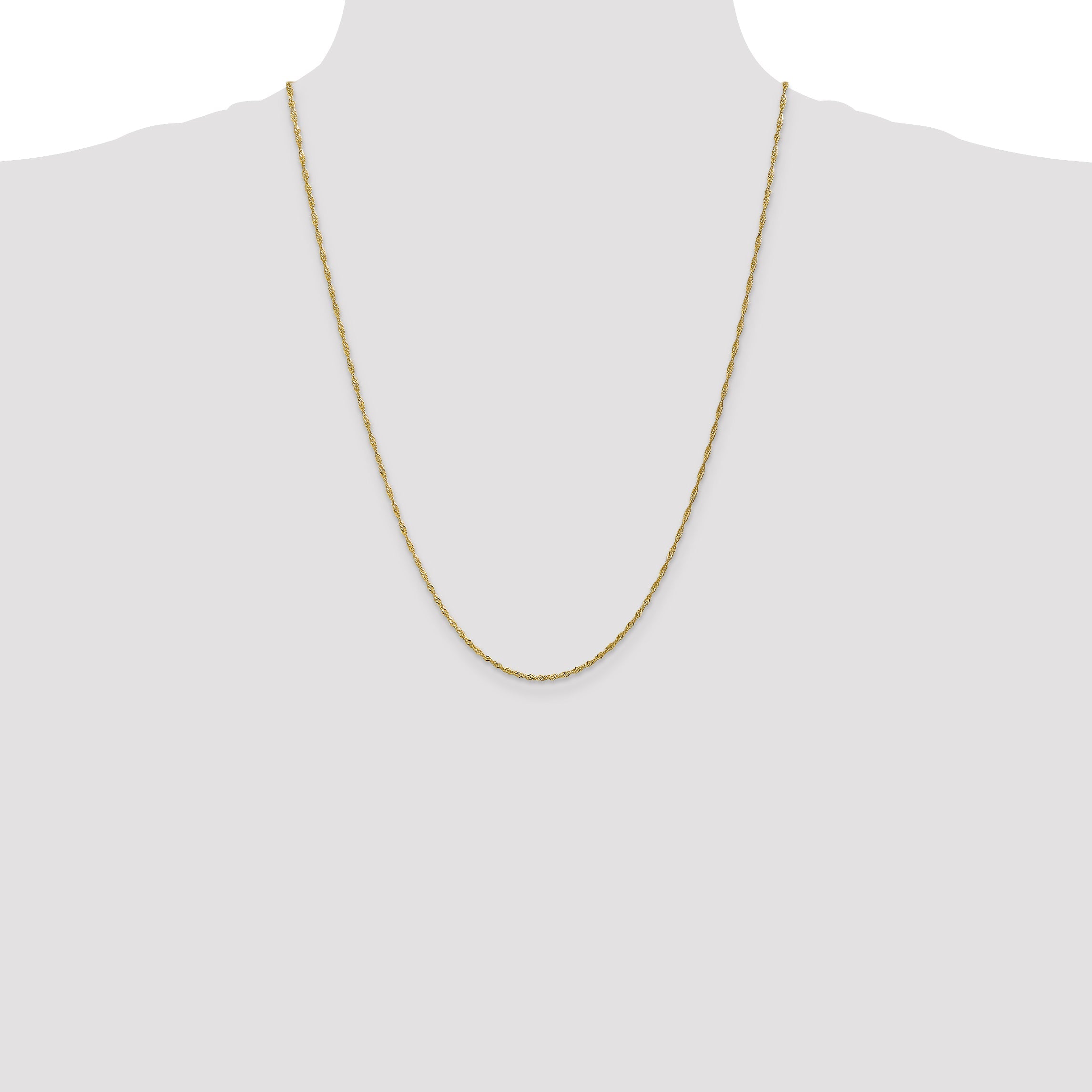 24 Inch 10K Yellow Gold 1.4mm Singapore Chain Necklace