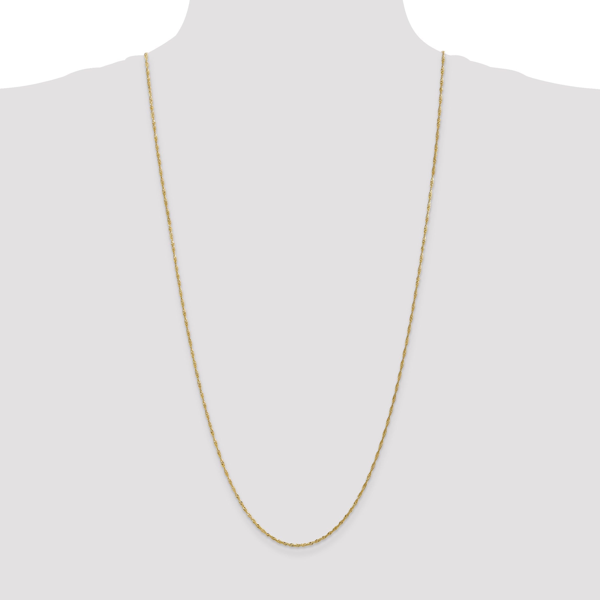 3 Inch 10K Yellow Gold 1.4mm Singapore Chain Necklace