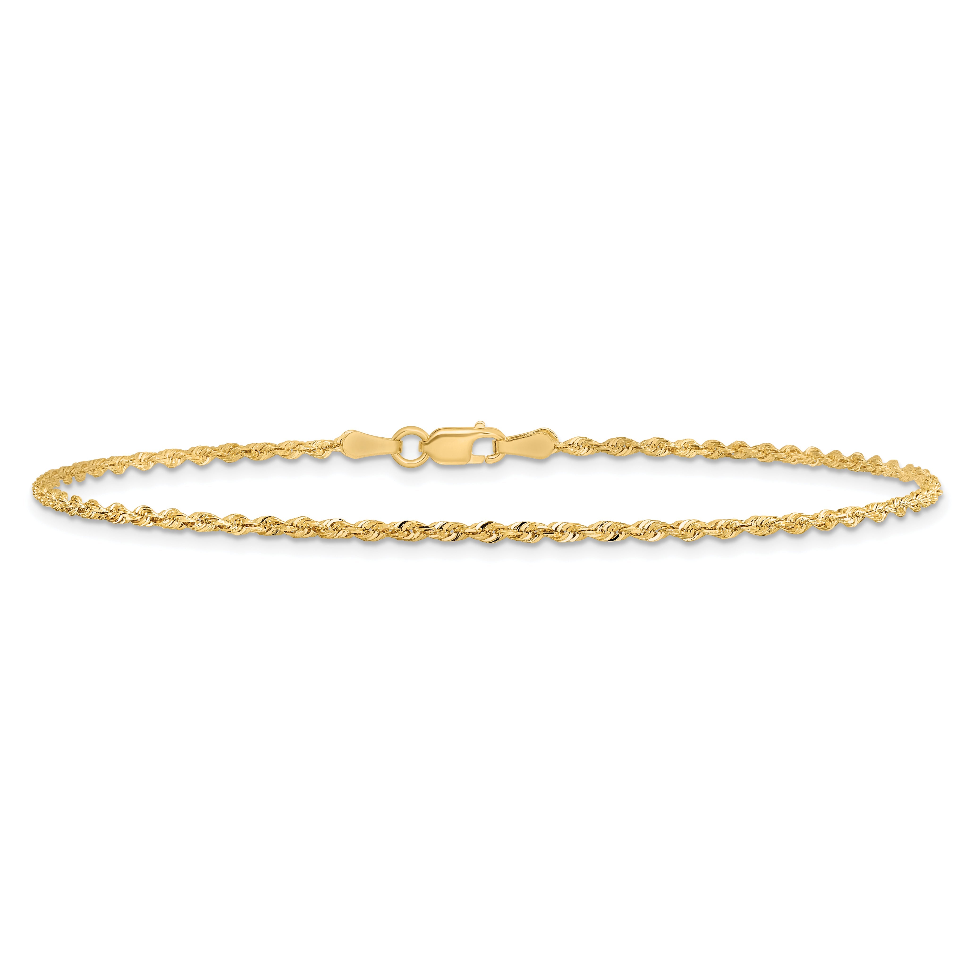 10K Yellow Gold 1.85mm D/C Quadruple Rope Chain Anklet