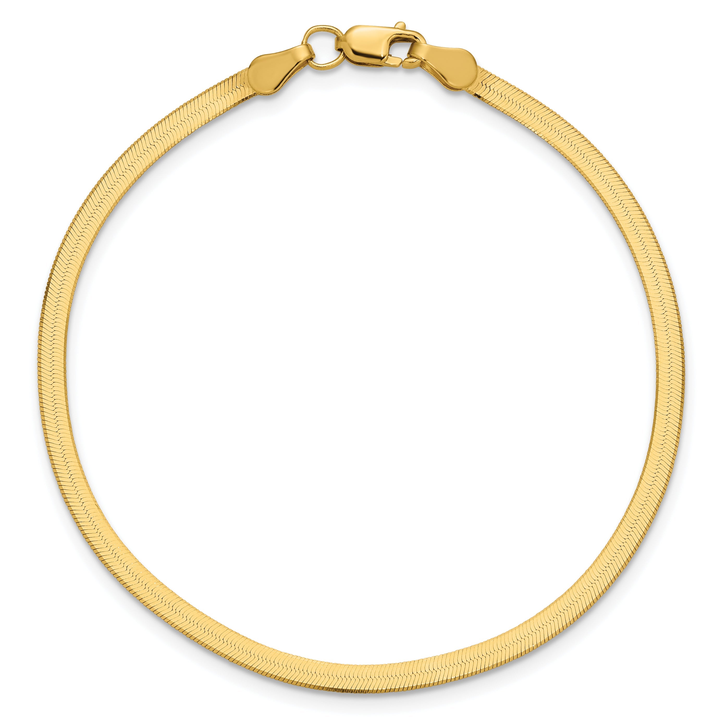 7 Inch 10K Yellow Gold 2.5mm Silky Herringbone Chain Bracelet