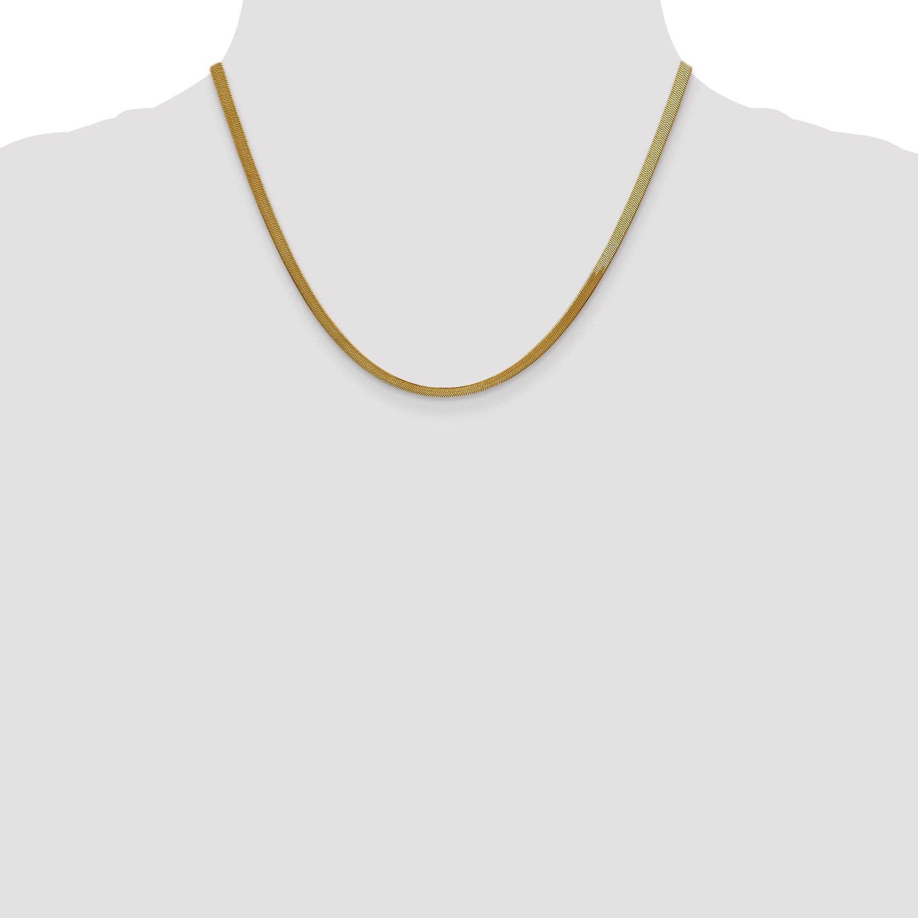18 Inch 10K Yellow Gold 3mm Silky Herringbone Chain Necklace