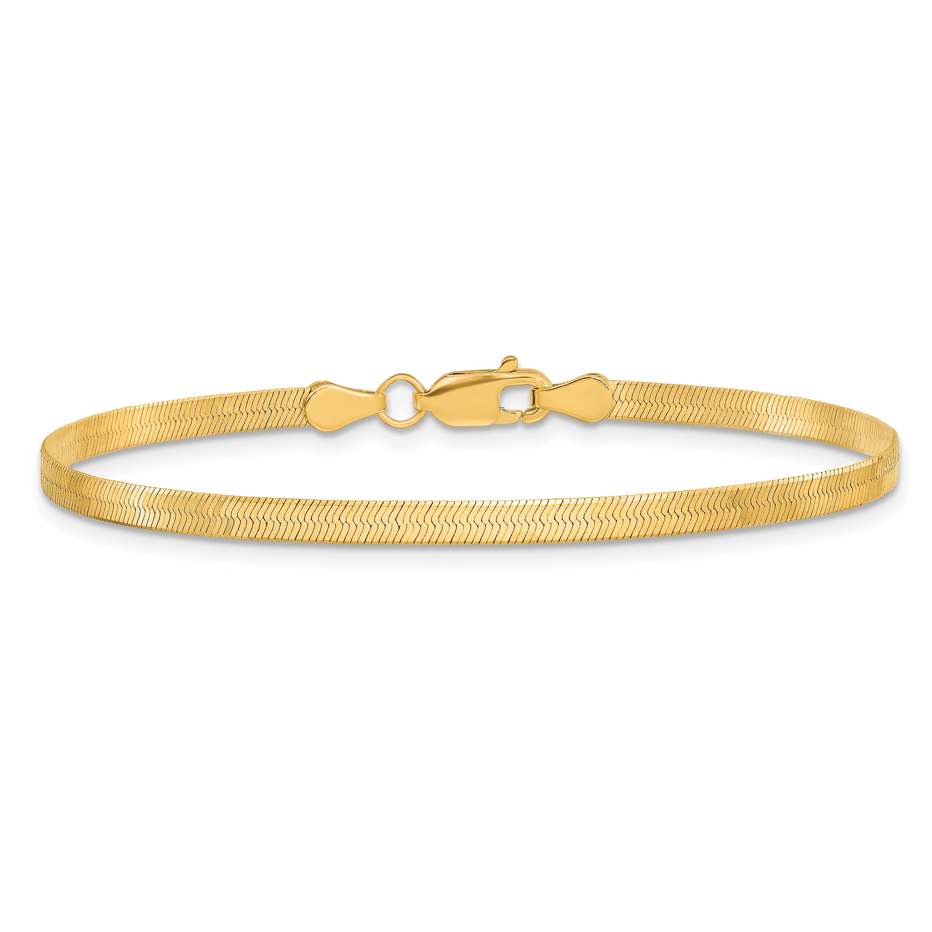 7 Inch 10K Yellow Gold 3mm Silky Herringbone Chain Bracelet