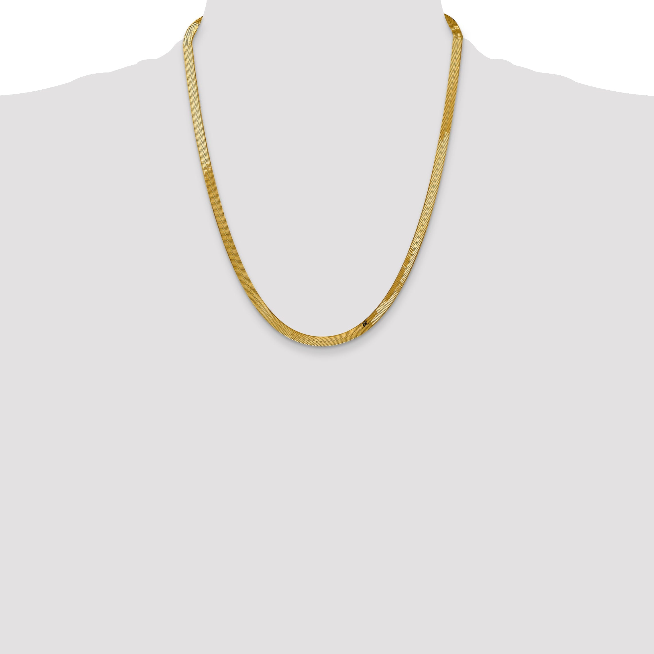 22 Inch 10K Yellow Gold 4mm Silky Herringbone Chain Necklace