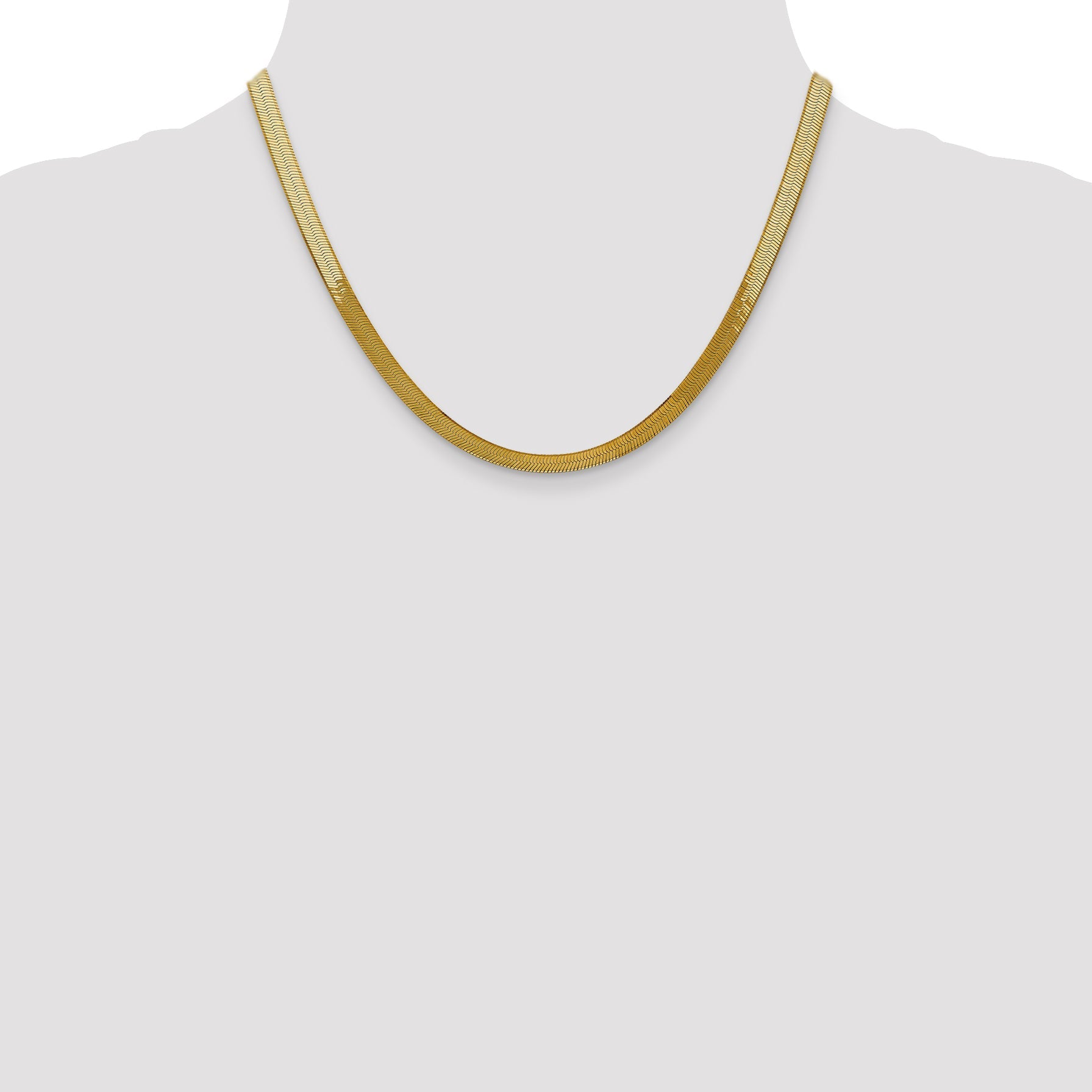 18 Inch 10K Yellow Gold 5mm Silky Herringbone Chain Necklace