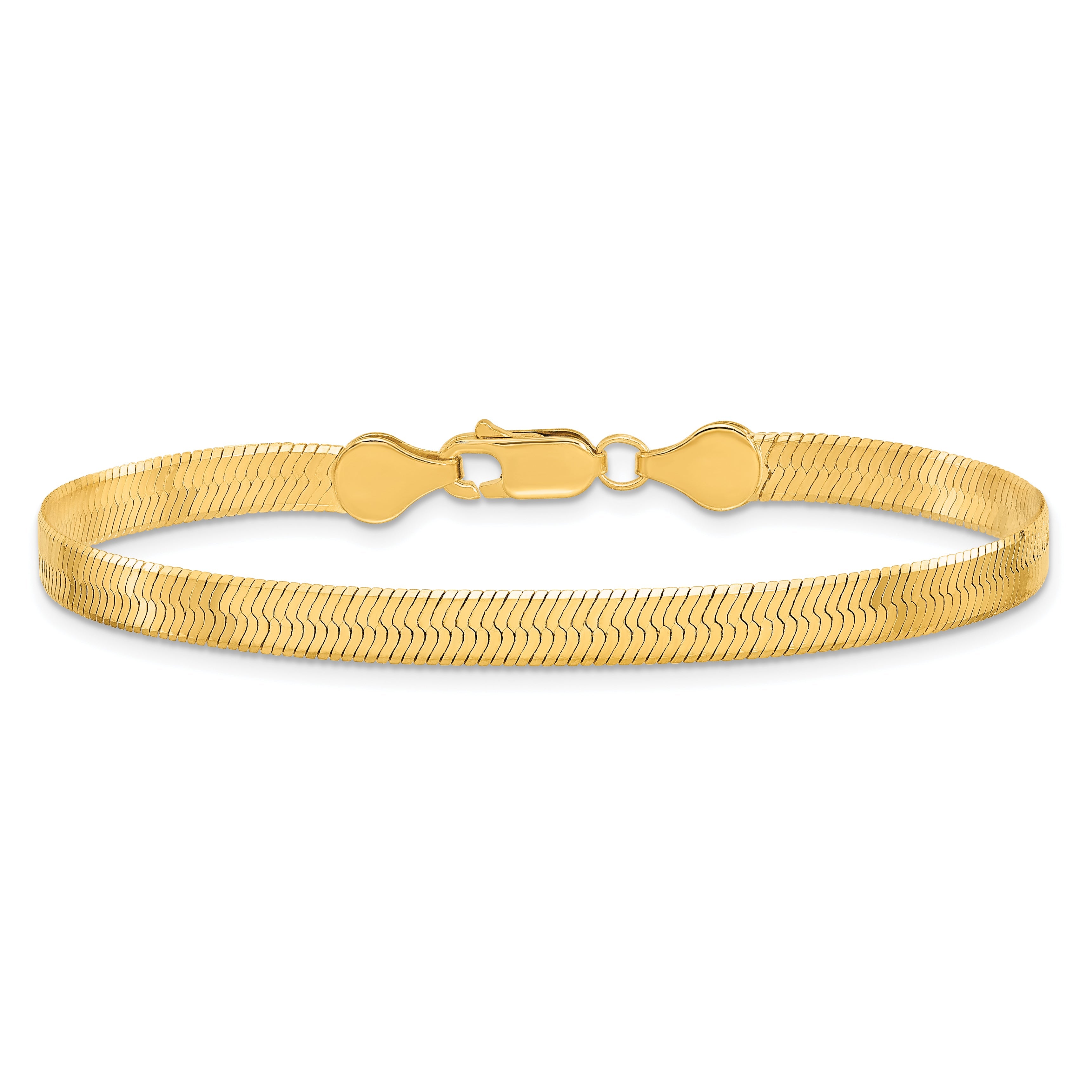 7 Inch 10K Yellow Gold 5mm Silky Herringbone Chain Bracelet