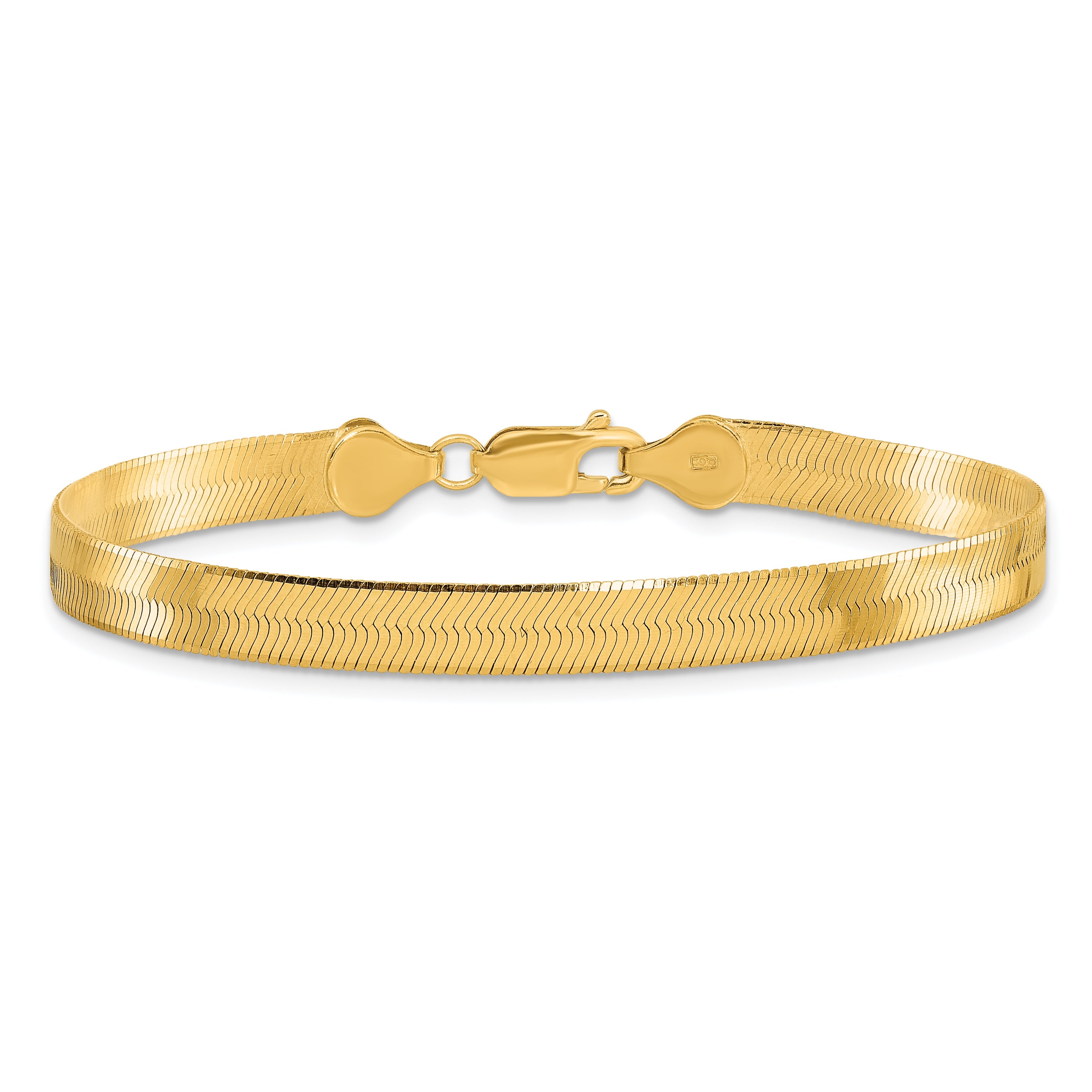 8 Inch 10K Yellow Gold 5.5mm Silky Herringbone Chain Bracelet