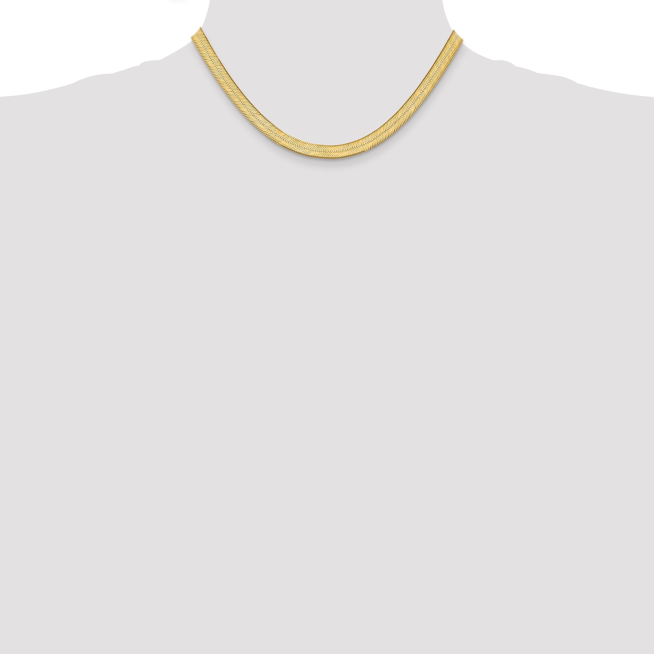 16 Inch 10K Yellow Gold 10K 6.5mm Silky Herringbone Chain Necklace