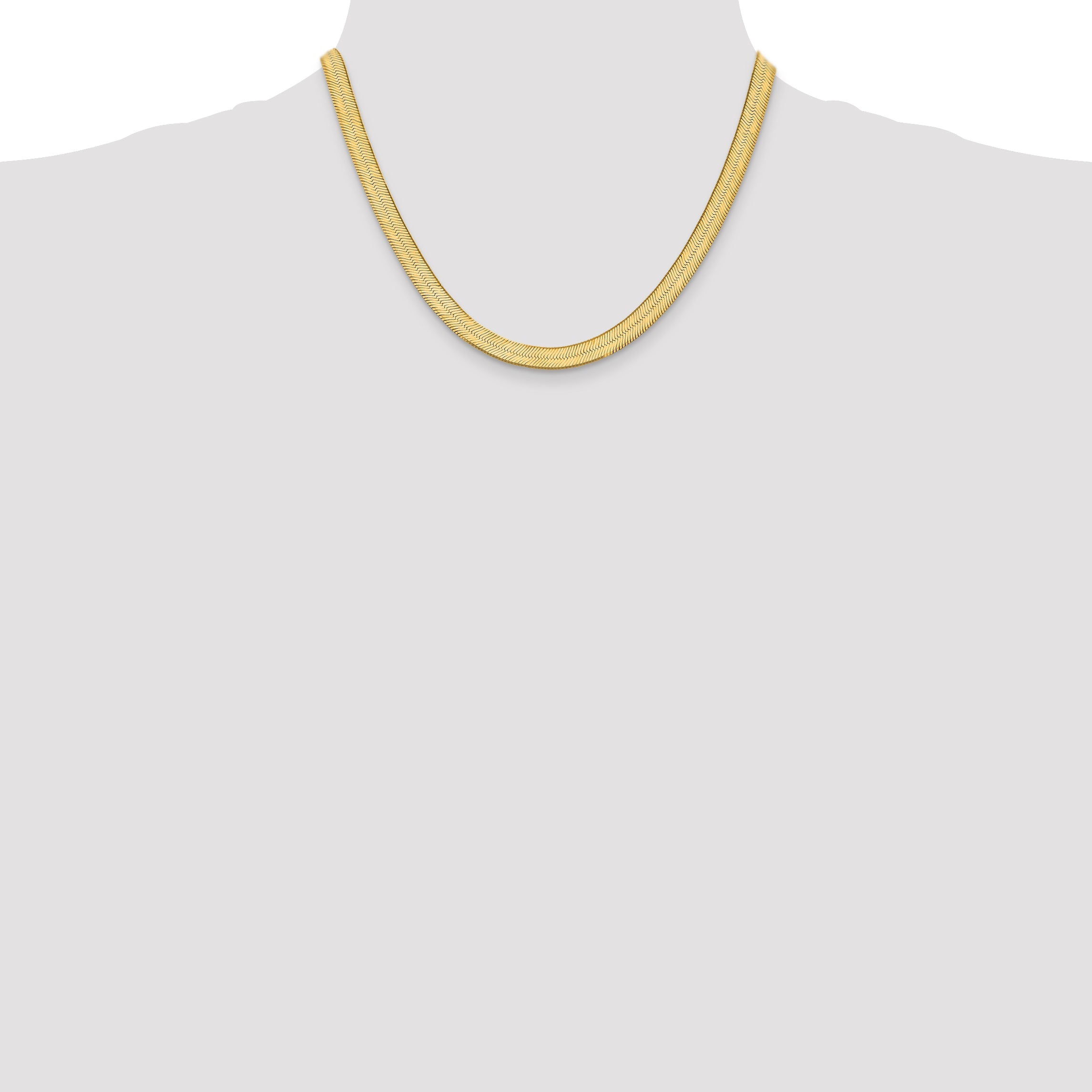 18 Inch 10K Yellow Gold 10K 6.5mm Silky Herringbone Chain Necklace