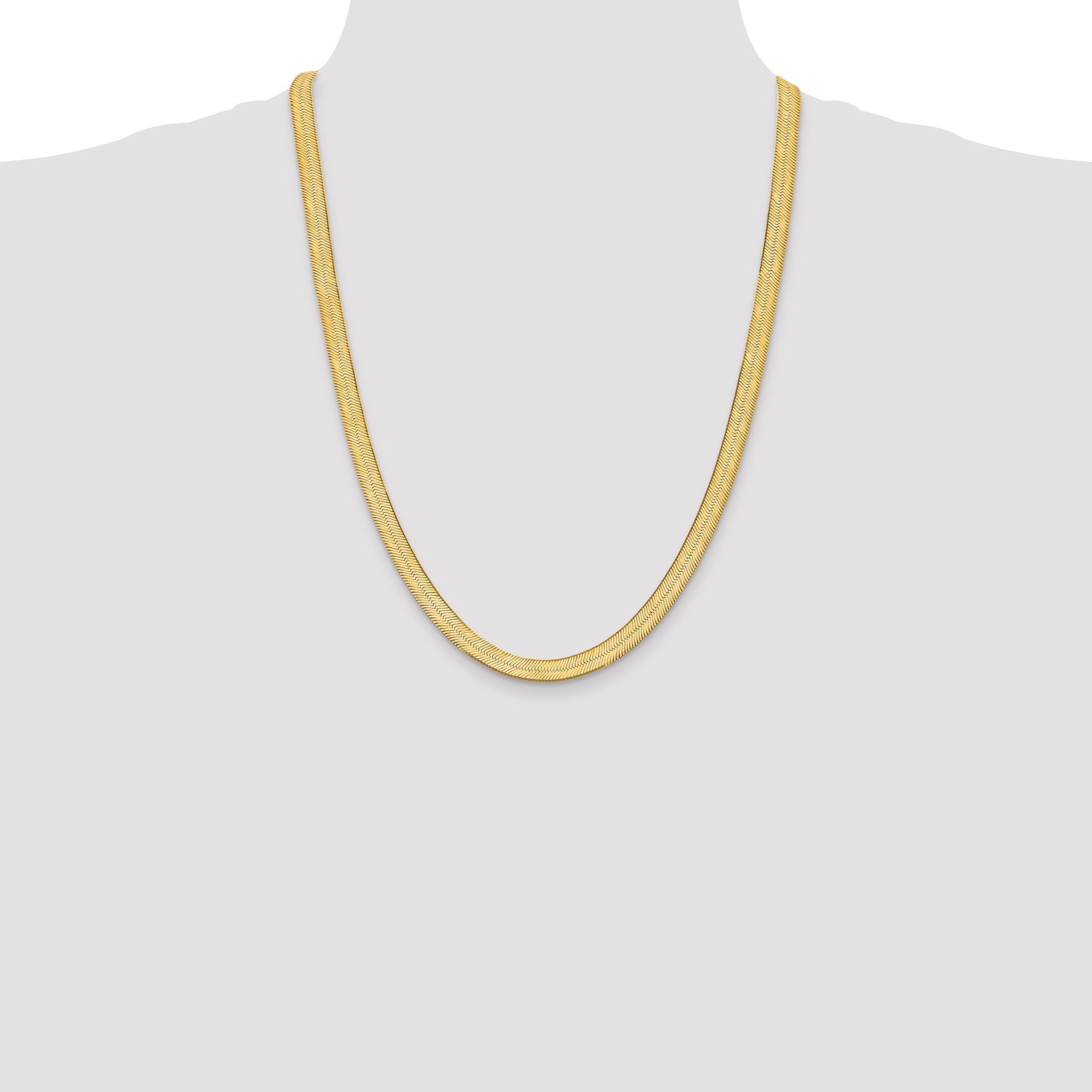 24 Inch 10K Yellow Gold 10K 6.5mm Silky Herringbone Chain Necklace