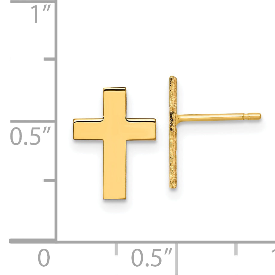 10K Yellow Gold Polished Cross Earrings