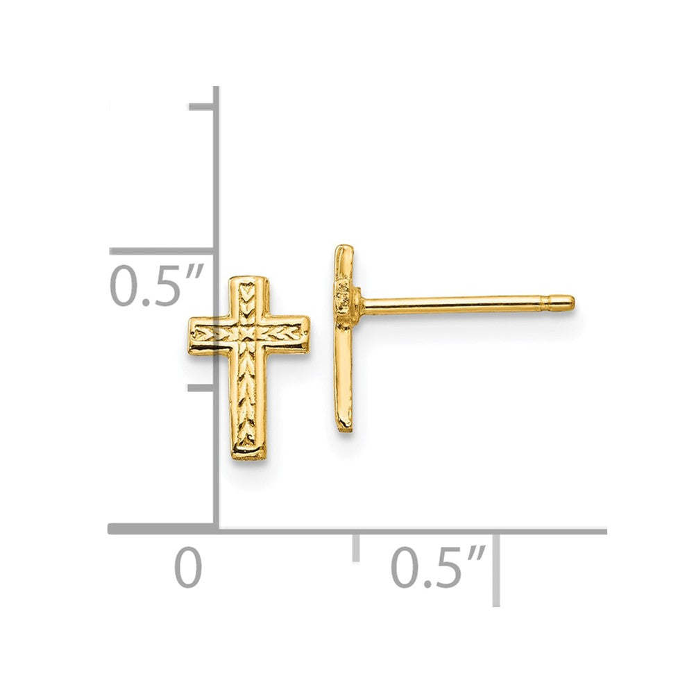 10K Yellow Gold Polished Cross Post Earrings